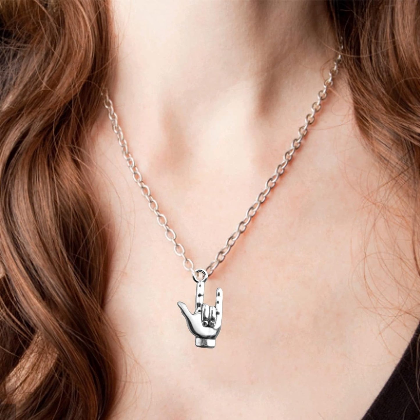 50 Pieces Antique Silver Hand Symbol Pendant Charms Alloy Non-Verbal I Love You Hand Sign Pendants with a Plastic Box for DIY Bracelet Necklace Jewelry Making Findings