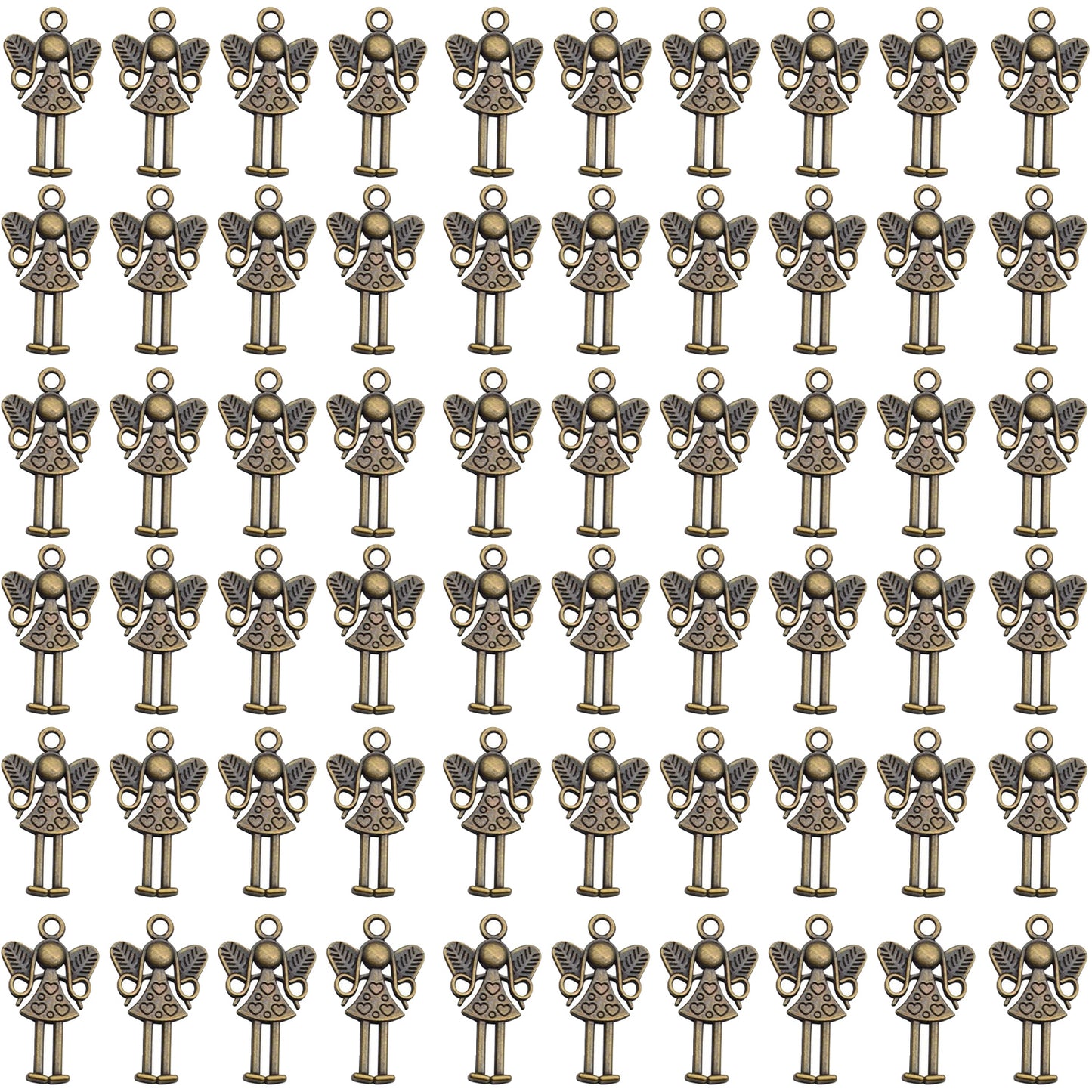 Angel Charms Pendant,60pcs Tibetan Guardian Angel Charms Antique Silver Bronze Golden Craft Supplies for Jewelry Making Bracelets Necklace Keyring DIY,25x14mm
