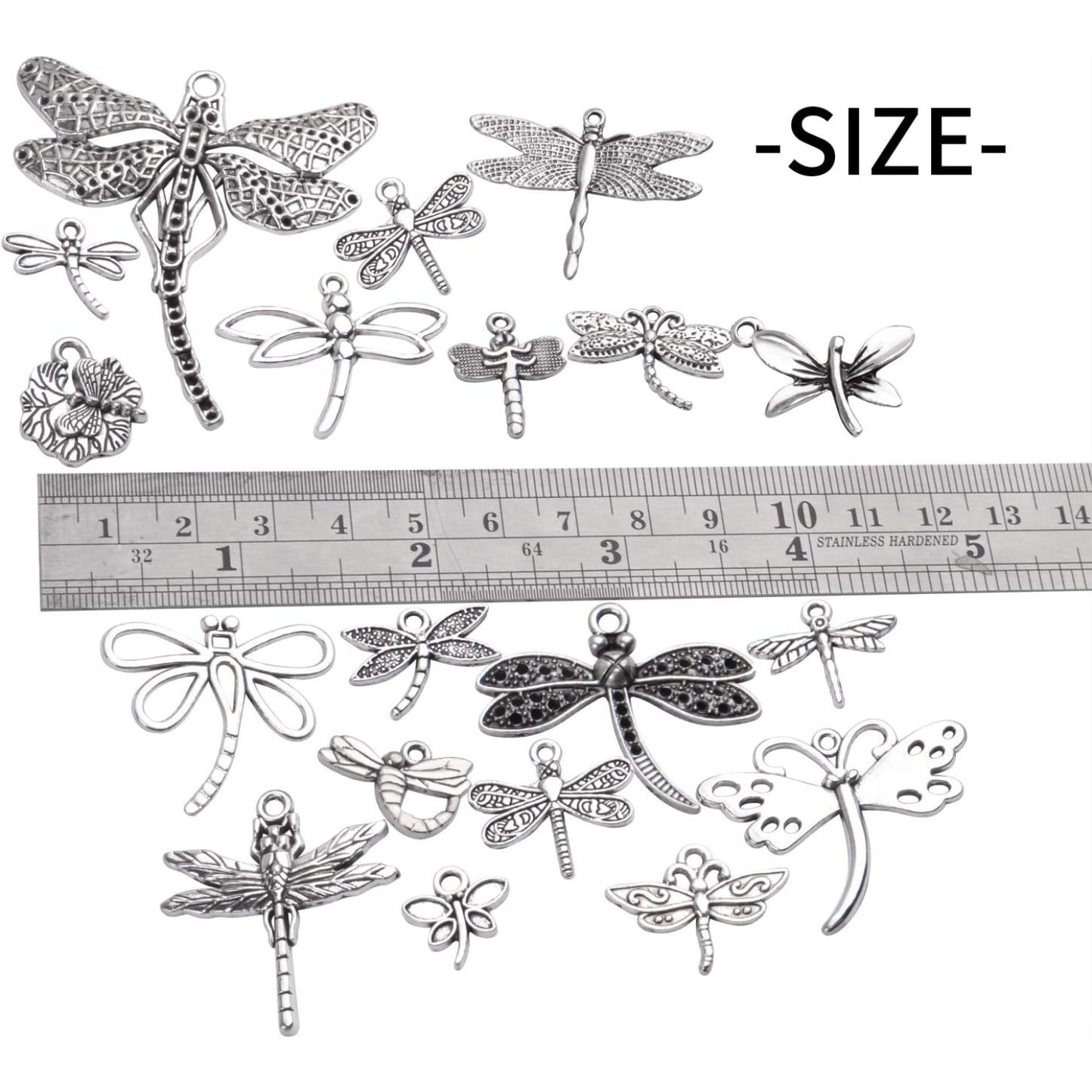 100g (About 50-80pcs) Antique Silver Dragonfly Charms Tibetan Insect Charms Pendants Craft Supplies for Bracelets Necklace Jewelry Making