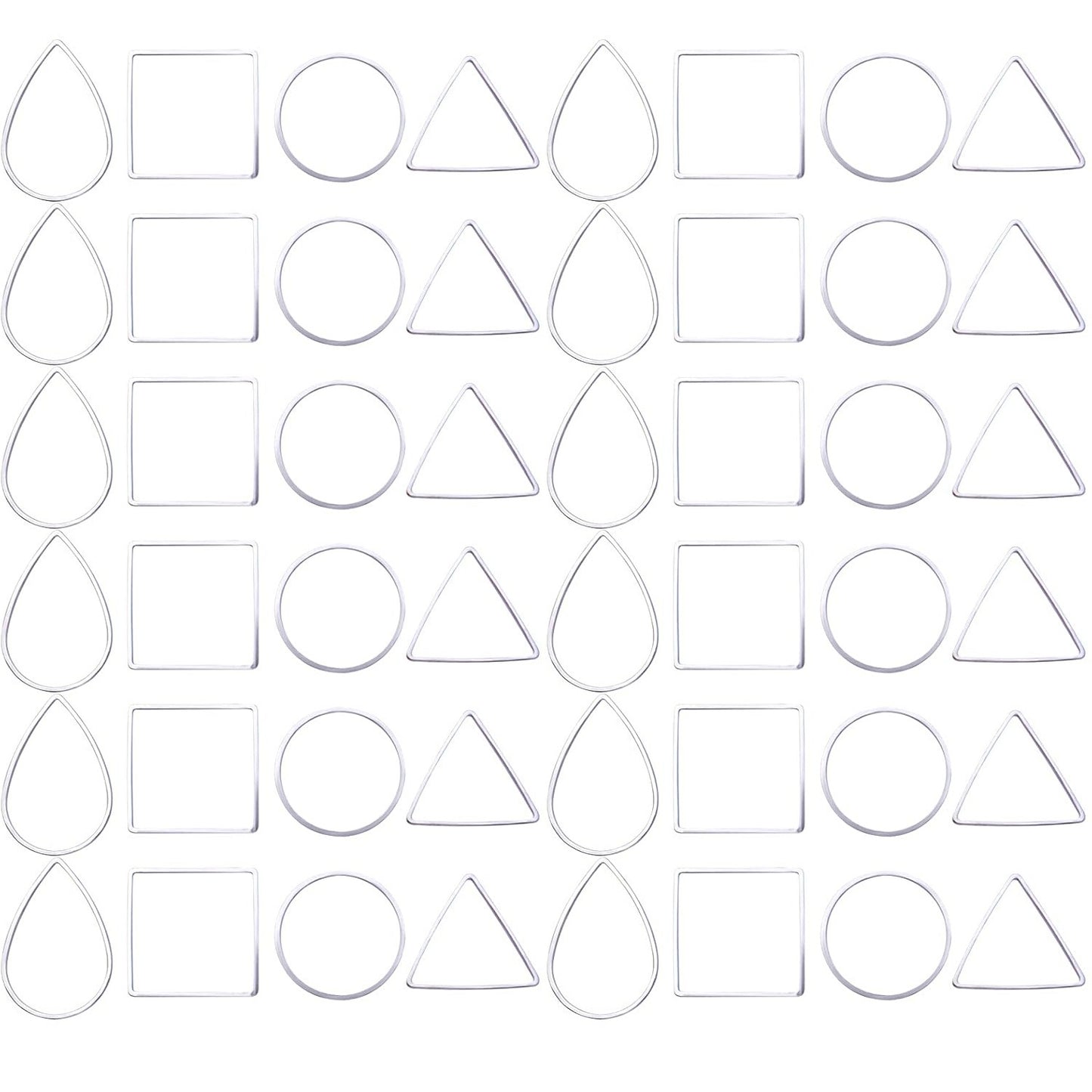 48pcs 4 Styles Earring Beading Hoop Charms Brass Geometric Pendant Connector Charms Round Square Triangle Teardrop Open Bezel Pendant Frame for DIY Earrings Necklace Jewelry Crafts Making, 2 Colors