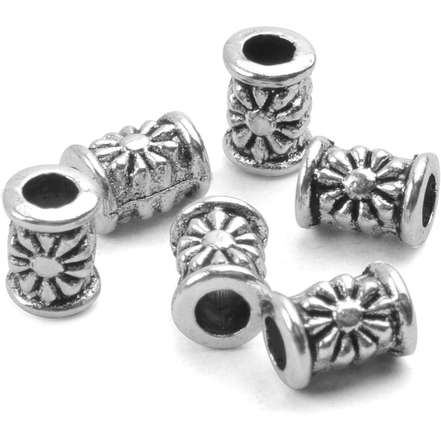 120pcs Tibetan Silver Spacer Beads Charms Hollow Tube Bead for DIY Necklace Bracelets Jewelry Making Accessaries