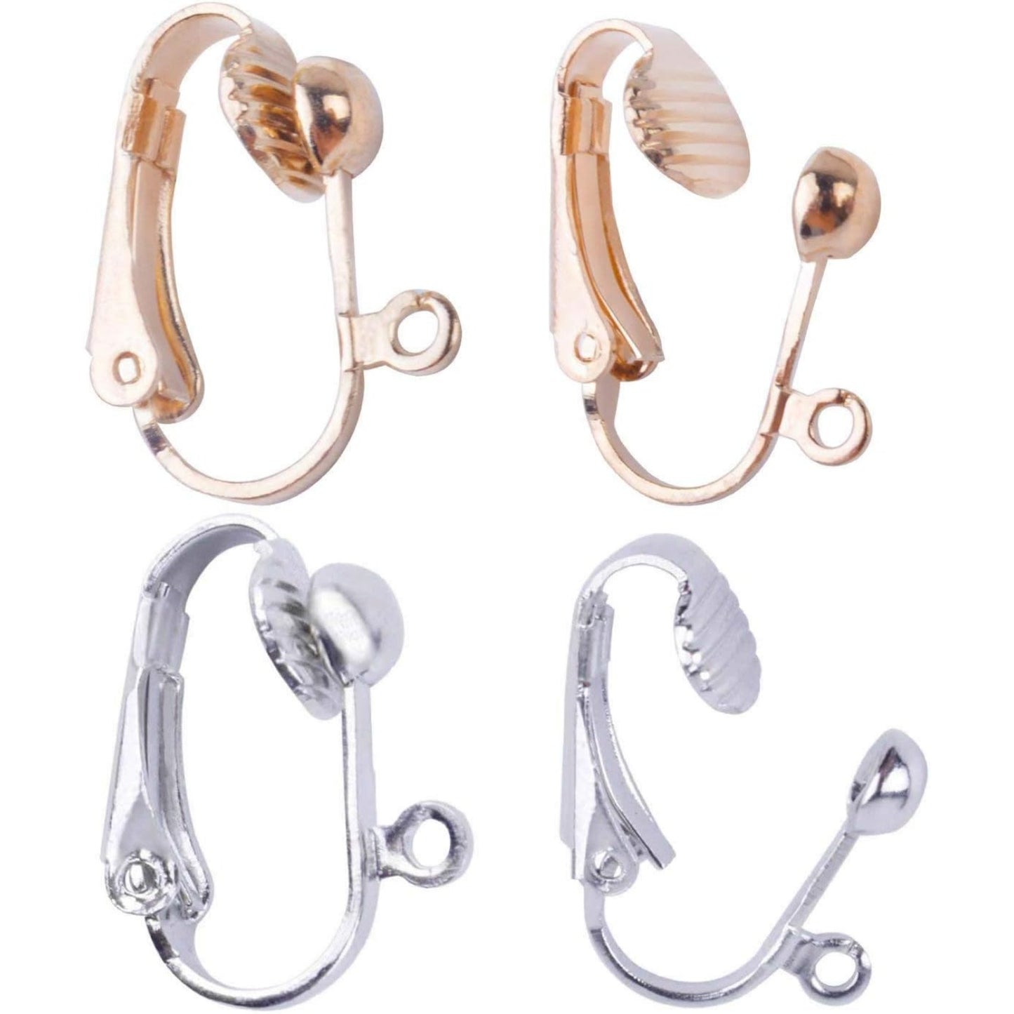 BronaGrand 20pcs Clip-on Earring Converter with Easy Open Loop (Gold and Silver)