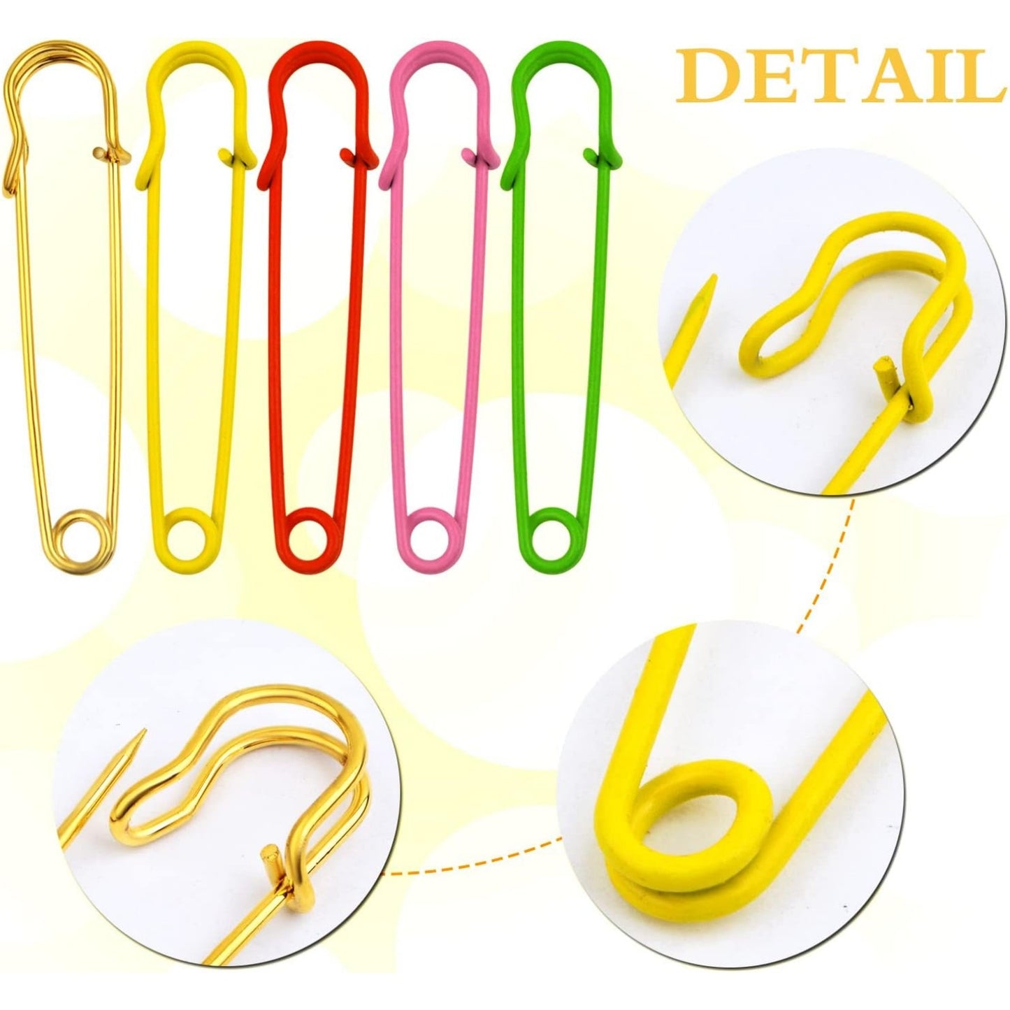 20 Pieces 75 mm Extra Large Safety Pins Metal Heavy Duty Sweater Shawl Pins Safety Pins Brooches for Blankets Skirts Kilts Jewelry Making Craft Sewing, 5 Colors