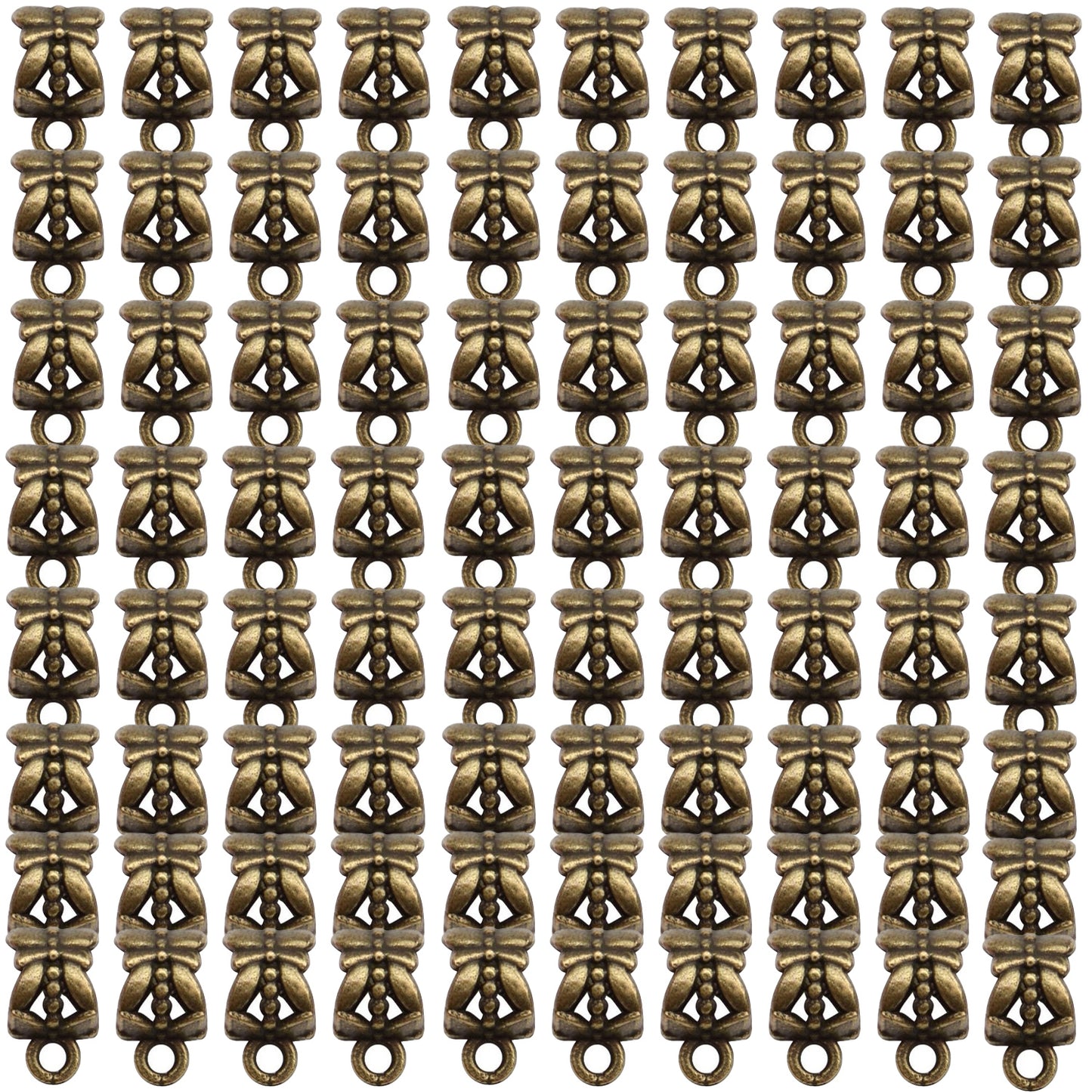 80pcs Antique Tibetan Bail Beads Tube Beads Spacer Rondelle Connectors for Pendant Jewelry Making Crafts, Mixed Colors
