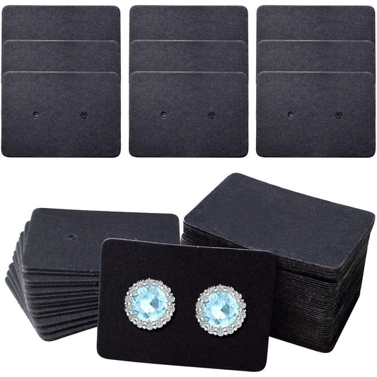 300pcs Black Earring Display Cards Rectangle Small Blank Paper Ear Studs Price Label Tag Cards Jewelry Cards Hanging Holder for Handmade Packing Accessories, 3.5 cm x 2.5 cm