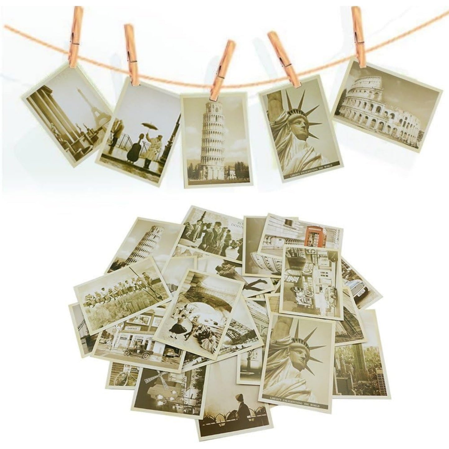 32pcs Retro Old Travel Postcards Vintage Landscape Photo Picture Poster Post Cards Greeting Cards Collectable Vintage Postcards Bulk for Worth Collecting Exchanging
