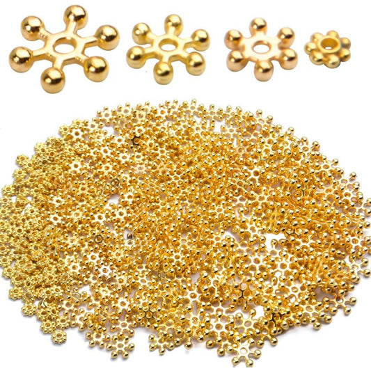 400pcs Snowflake Spacer Beads Daisy Jewelry Bead Charm Spacers Flat Metal Spacers for Bracelet Necklace Jewelry Making,4mm/6mm/8mm/10mm