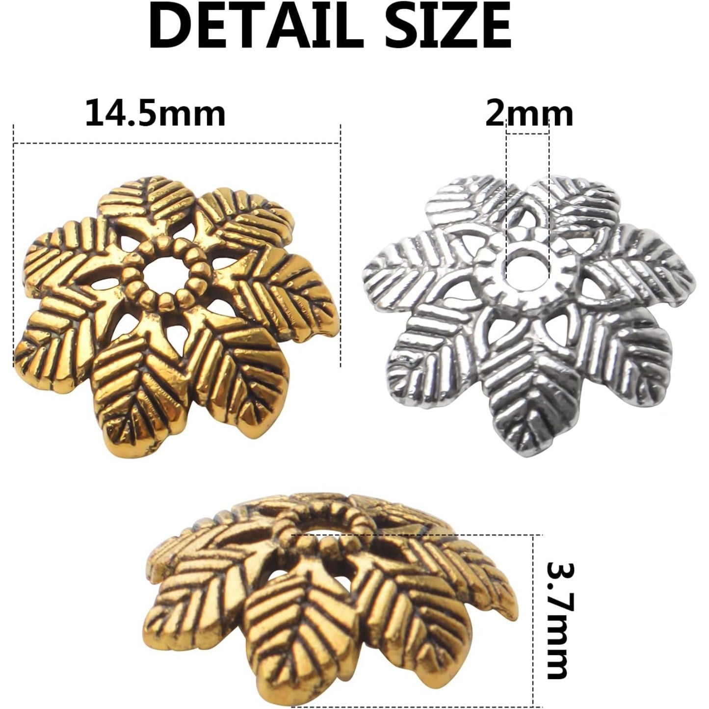 100pcs Flower Bead Caps Tibetan Alloy Spacer Beads Loose for DIY Earring Bracelet Necklace Jewelry Making