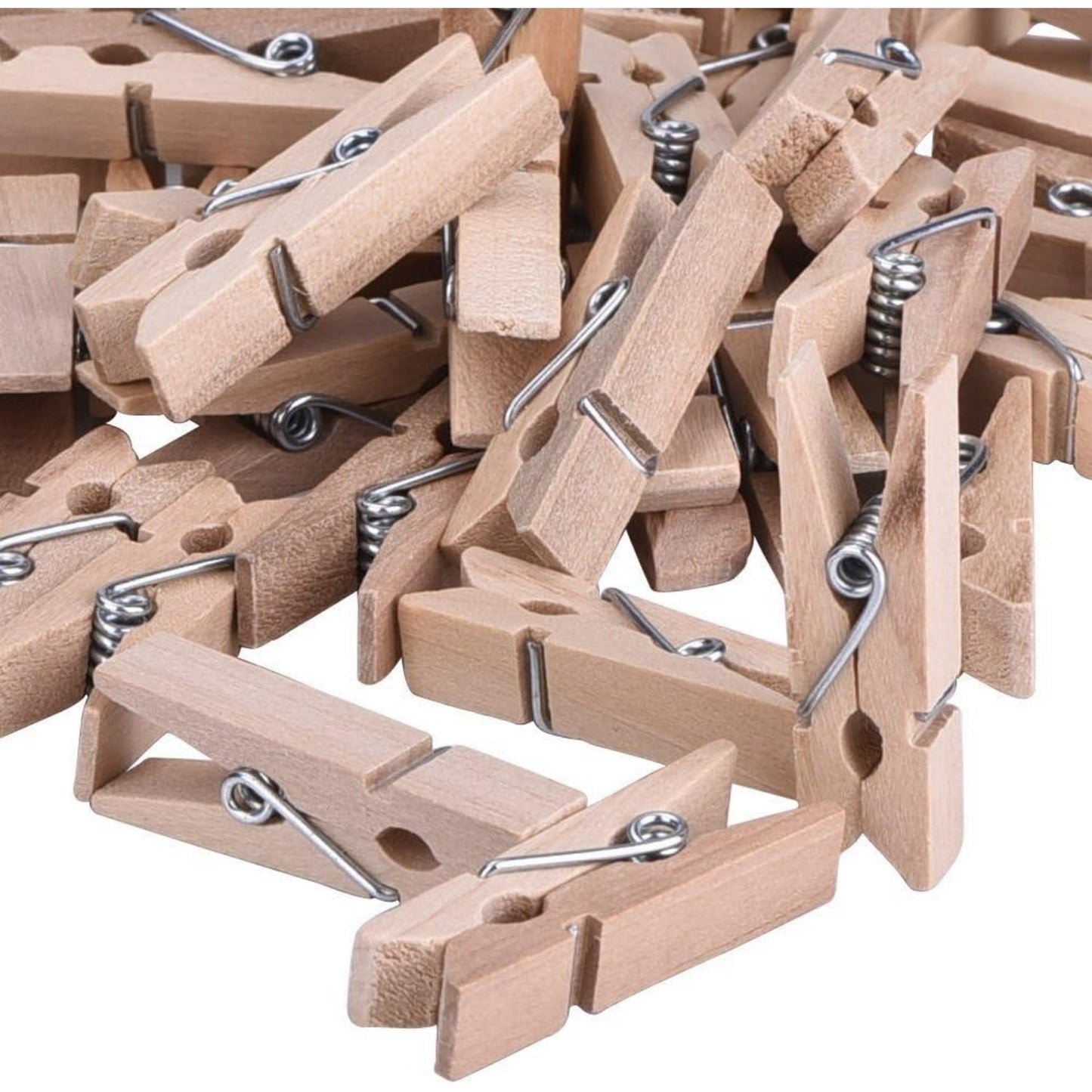 50pcs Mini Wooden Utility Paper Clip, Clothespins Clip, Clothes Line Clips with 300 Feet Natural Twine