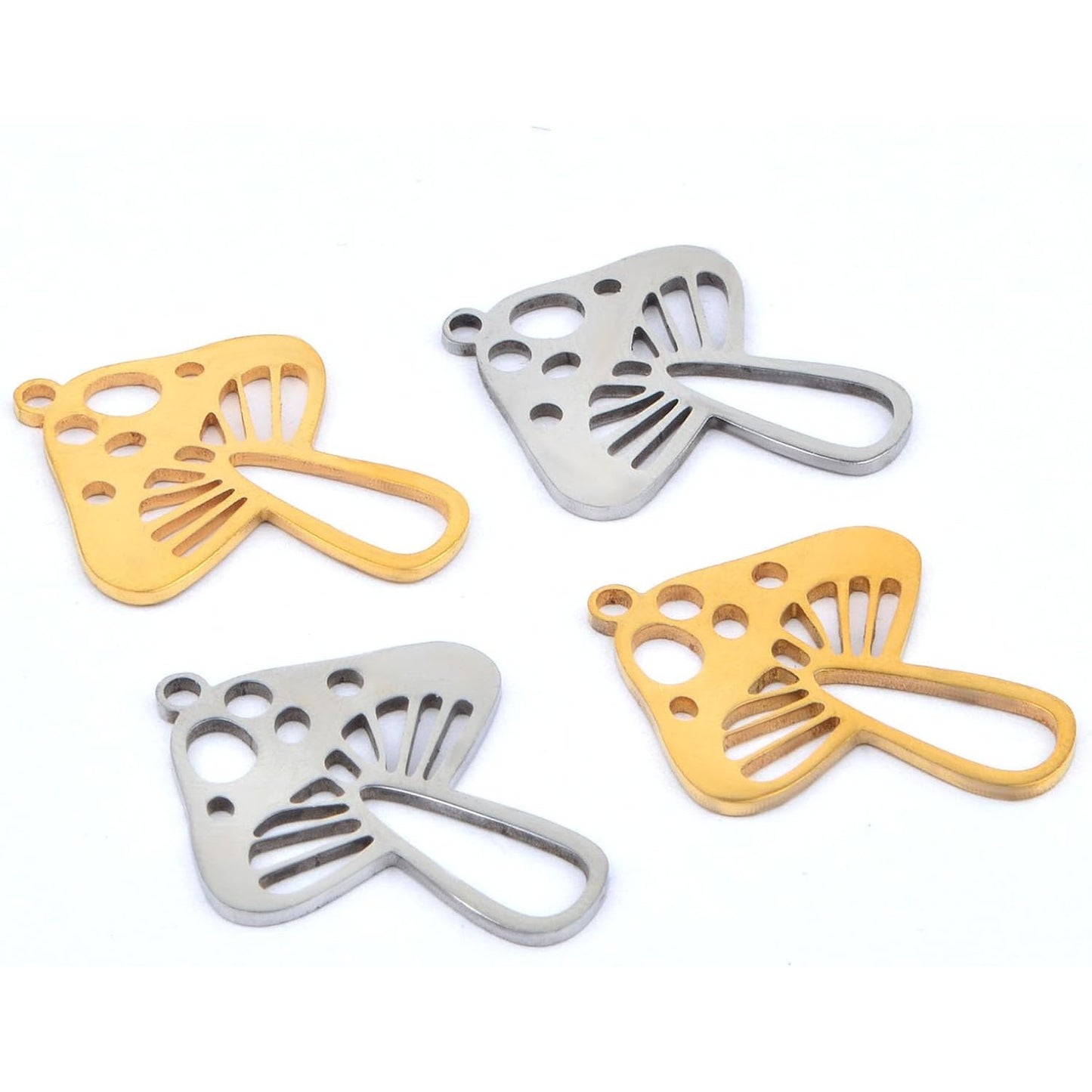 10pcs Stainless Steel Small Mushroom Charms Cute Mushroom Shape Dangle Pendants Craft Supplies for DIY Bracelet Necklace Keychains Jewelry Making Findings, 2 Colors