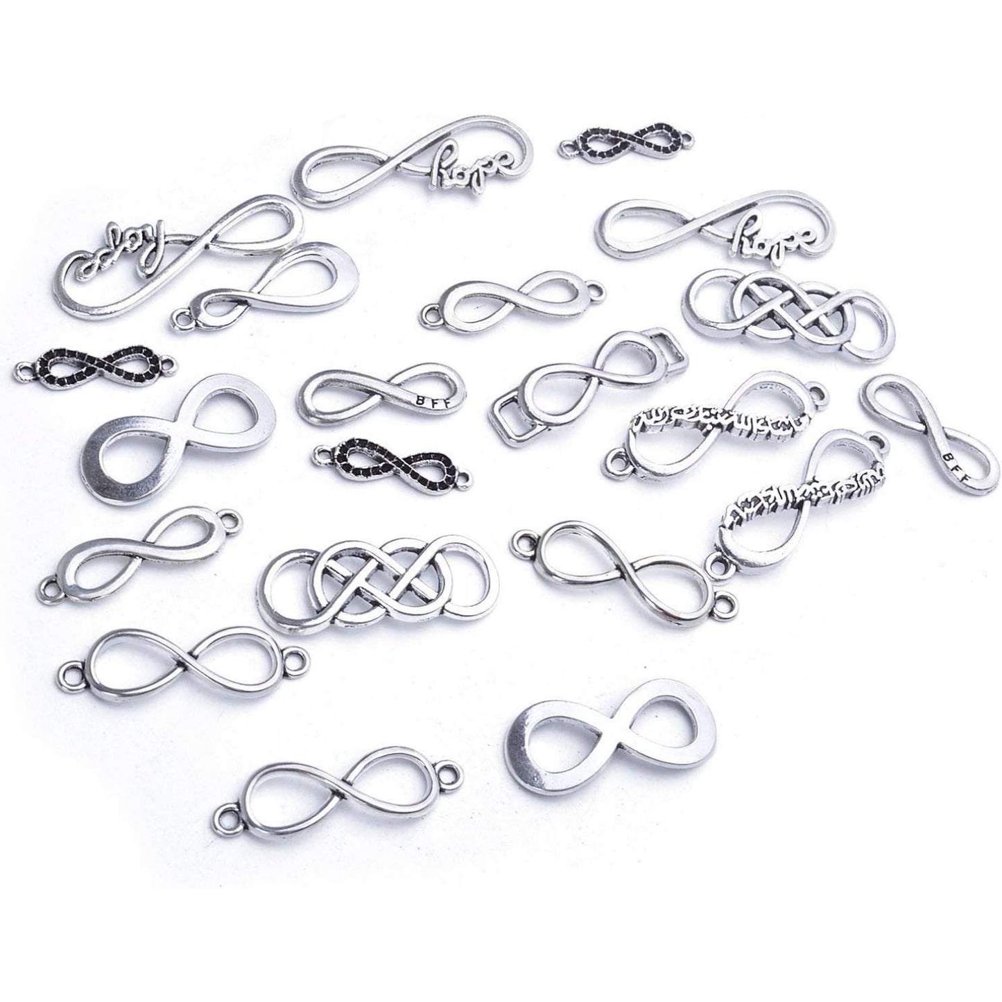 50pcs Mixed Infinity Symbol Charms Pendants for Crafting, Jewelry Findings Making Accessory for DIY Necklace Bracelet