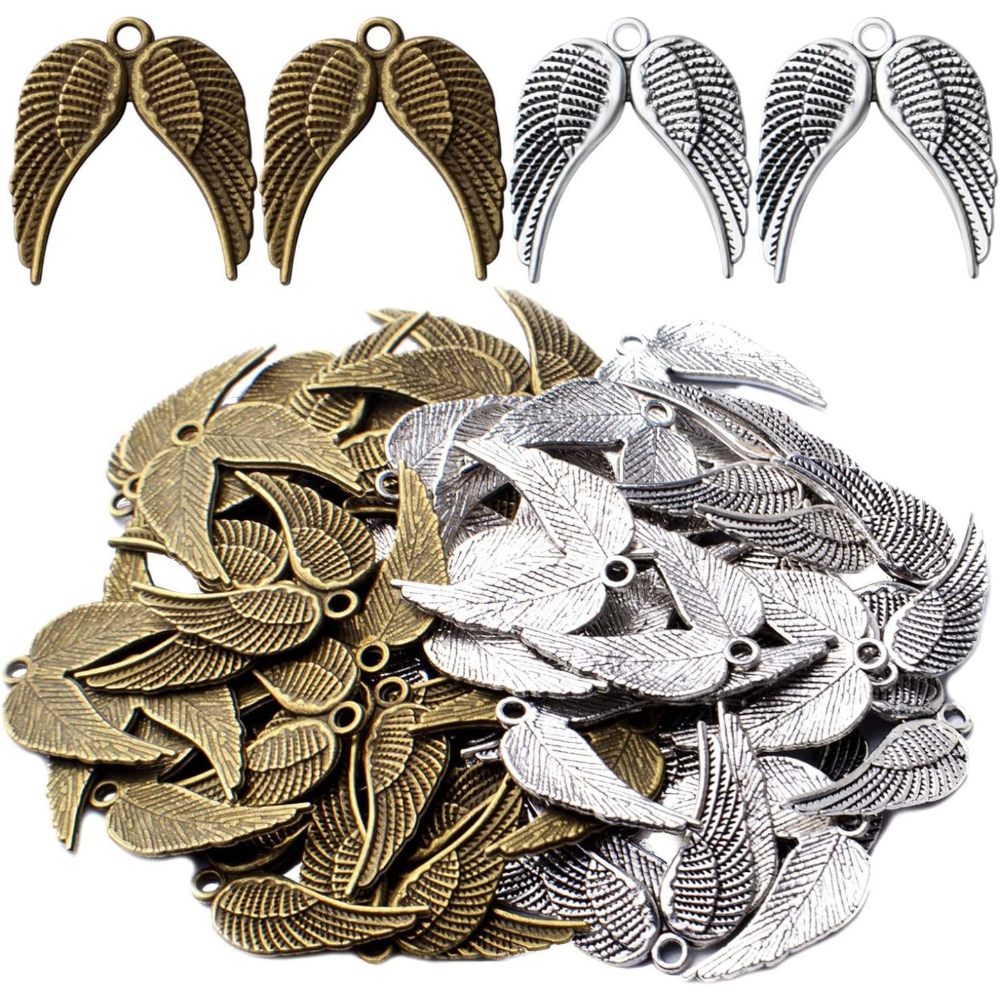 60pcs Angle Wings Pendant Charms Alloy Fairy Wing Charms Angle Wing Bead Charms for Jewelry DIY Bracelet Necklace Making Accessory