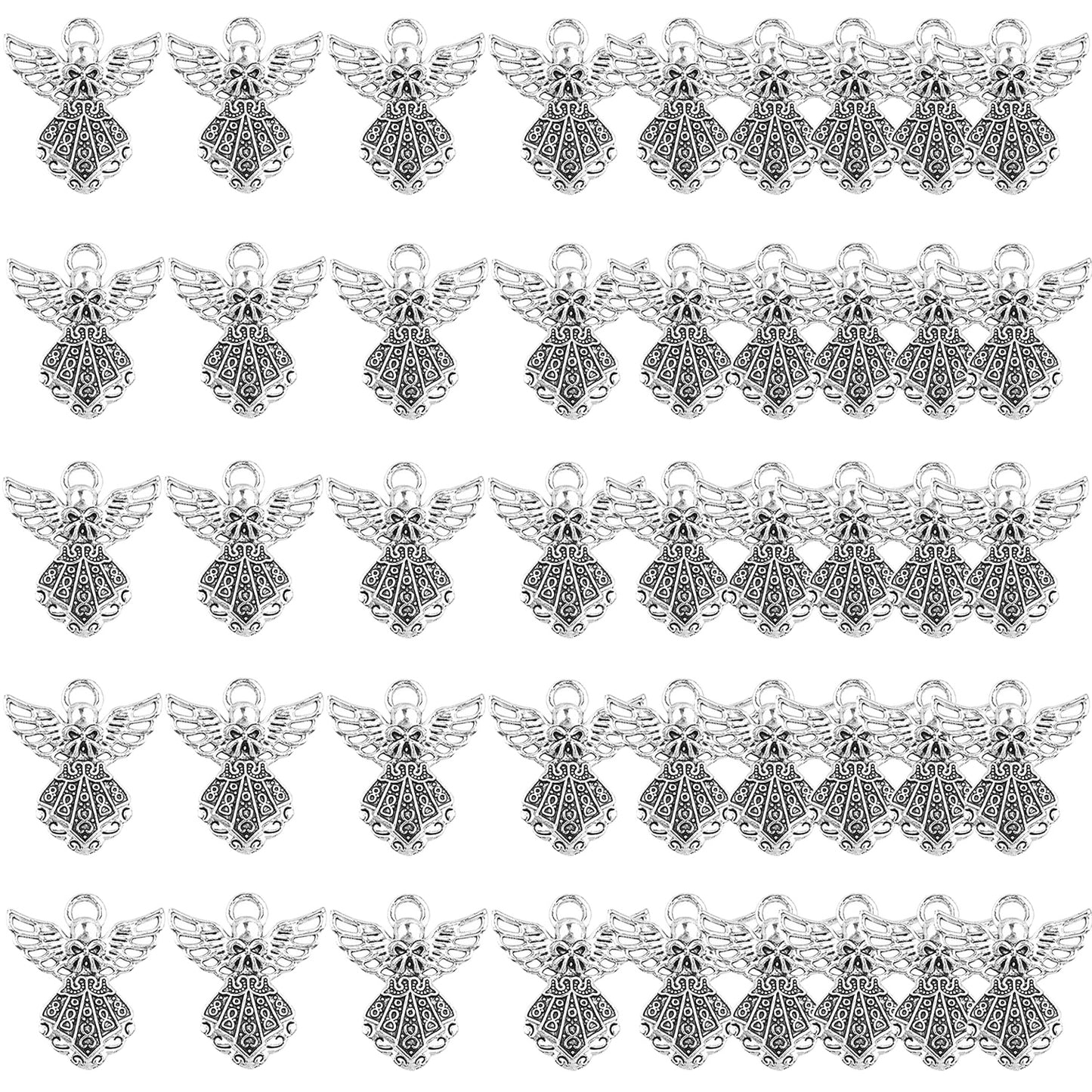45pcs Angel Wing Charms Tibetan Alloy Fairy Wings Shape Pendant Guardian Angel Dangle Charms Craft Supplies for DIY Necklace Bracelet Earrings Jewelry Making, 9 Colors
