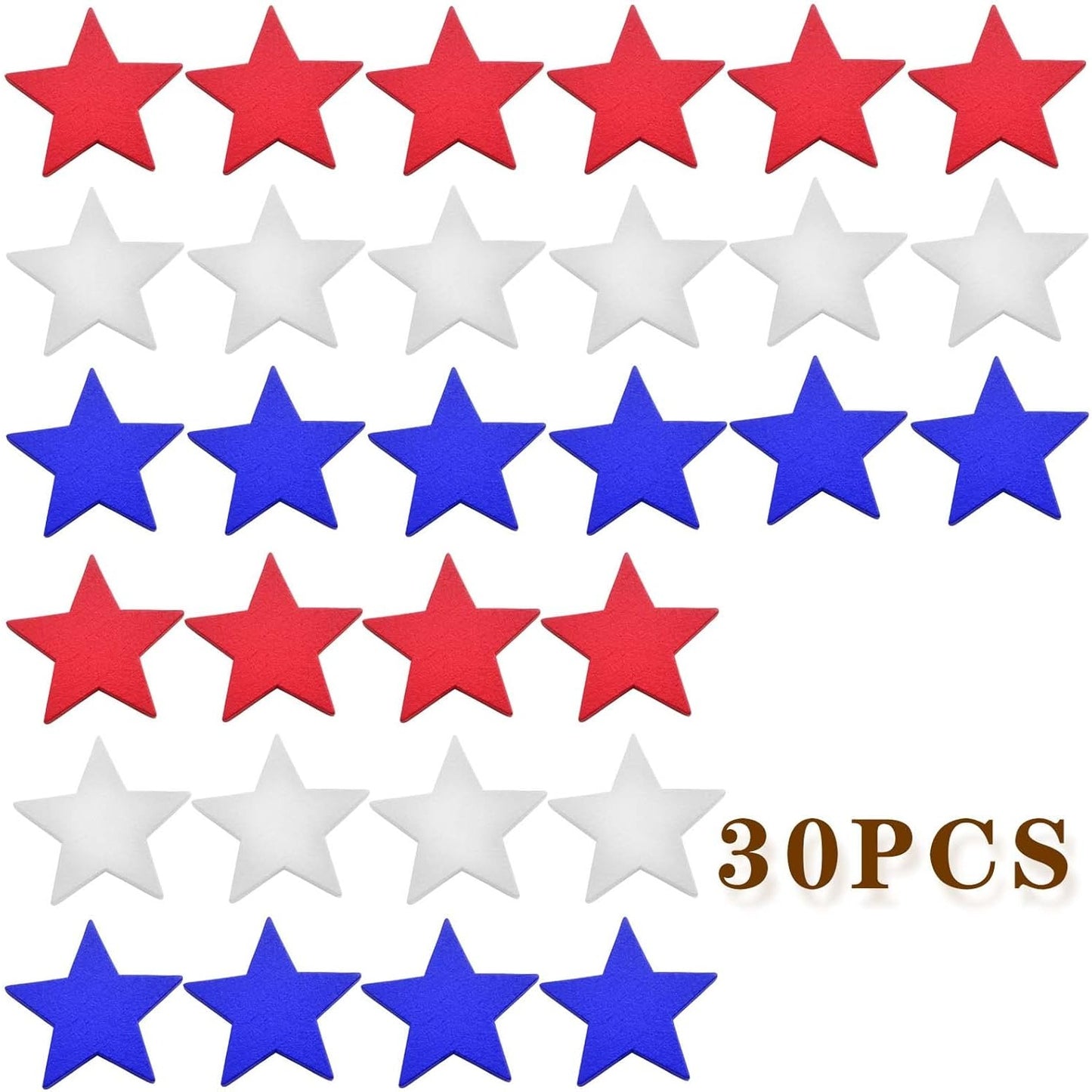 30pcs Blank Wooden Stars Decorations Natutal Wood Star Shape Ornaments Cutouts Stars Wood Slice Pieces for Craft Projects Christmas Party Wedding Decor, Red/White/Blue