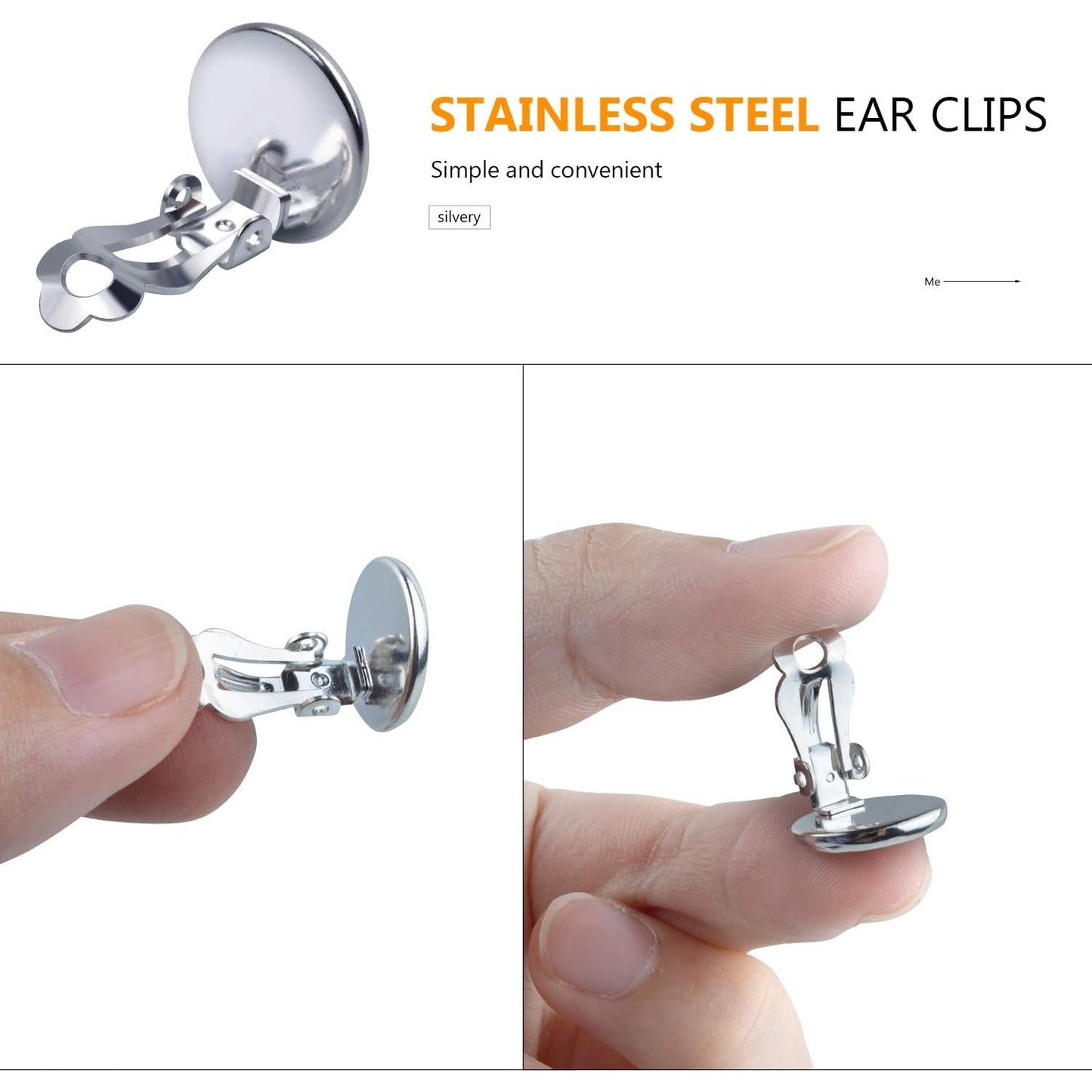 20pcs 12mm Silver Clip-on Earring Converter, Flat Round Earring Trays for DIY Non-Pierced Earring Making