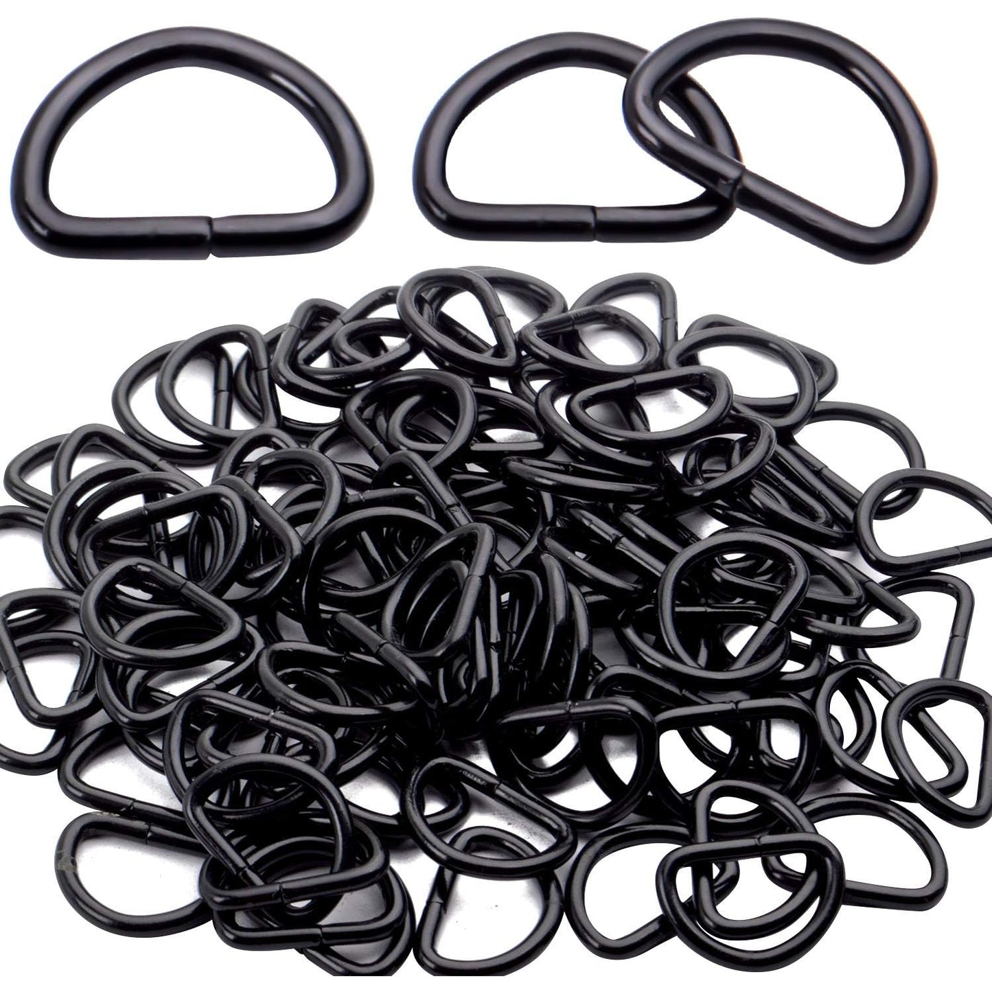 100 Pieces 1/2inch Metal Non Welded Black D Ring Buckles D-Ring Loop for Handbag Purse Clothes DIY Accessories
