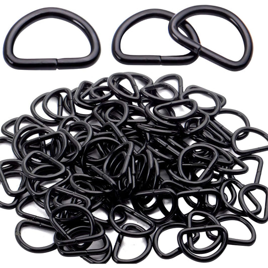 100 Pieces 1/2inch Metal Non Welded Black D Ring Buckles D-Ring Loop for Handbag Purse Clothes DIY Accessories