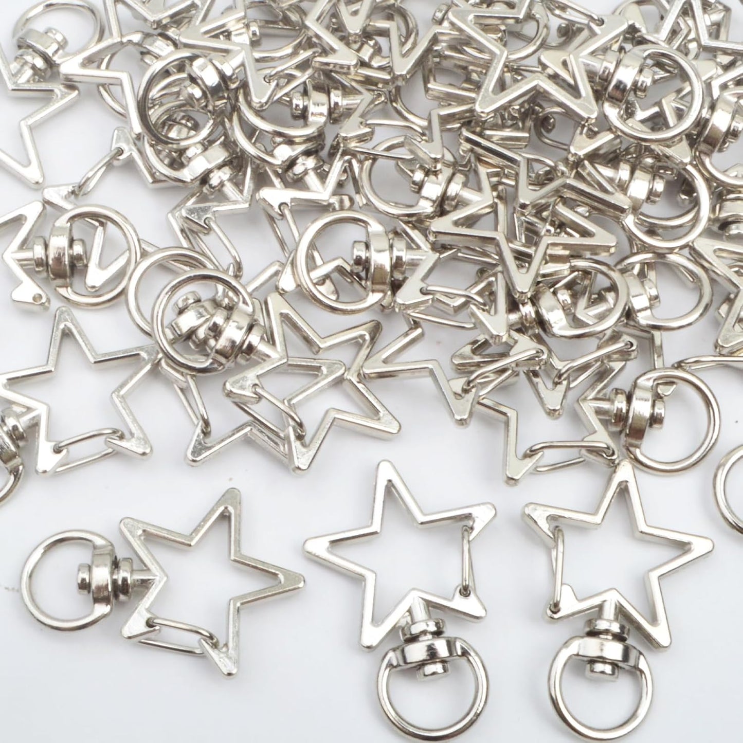 40 Pieces Star Shape Swivel Lobster Claw Clasps Silver Zinc Alloy Snap Hook Keychains Clips DIY Keyrings Accessories for Backpacks Bags Jewelry Making Craft Supplies