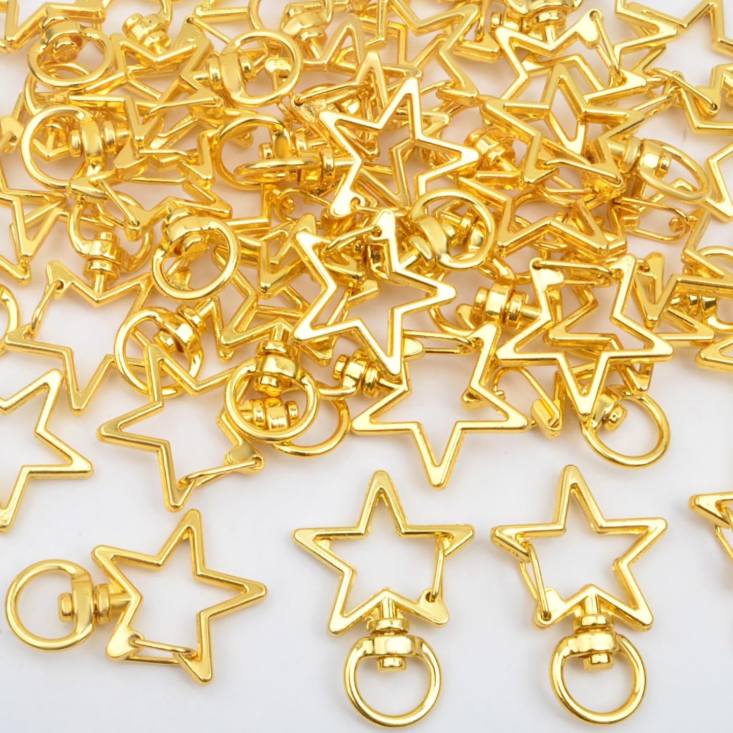 40pcs Golden Star Shape Keychains Clasps Metal Zinc Alloy Swivel Lobster Claw Clasp Clips Snap Hooks for DIY Keyrings Pendants Backpacks Handbags Accessories Supplies