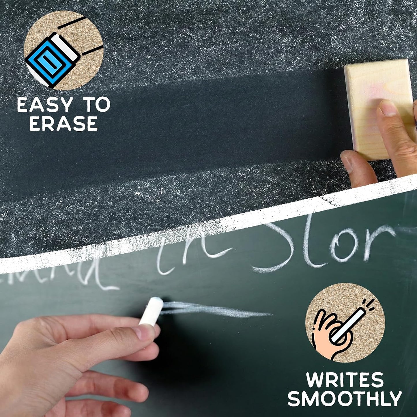 HENDEVL Chalk for Blackboard – 100 Sticks – White – Non-Toxic, Low Dust – Classroom & School Chalk