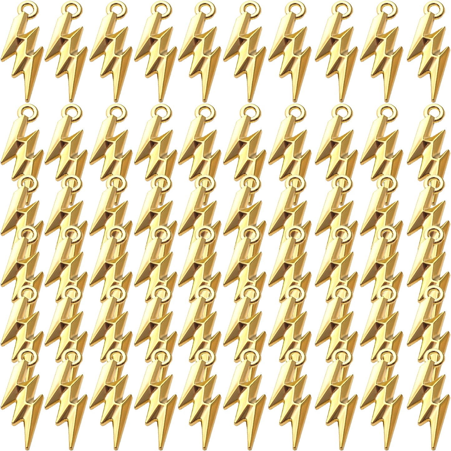 60pcs Flash Shape Charms Lightning Bolt Pendants Alloy Flash Lightning Charm Celestial Charms for Earrings Necklace DIY Jewelry Making Accessory