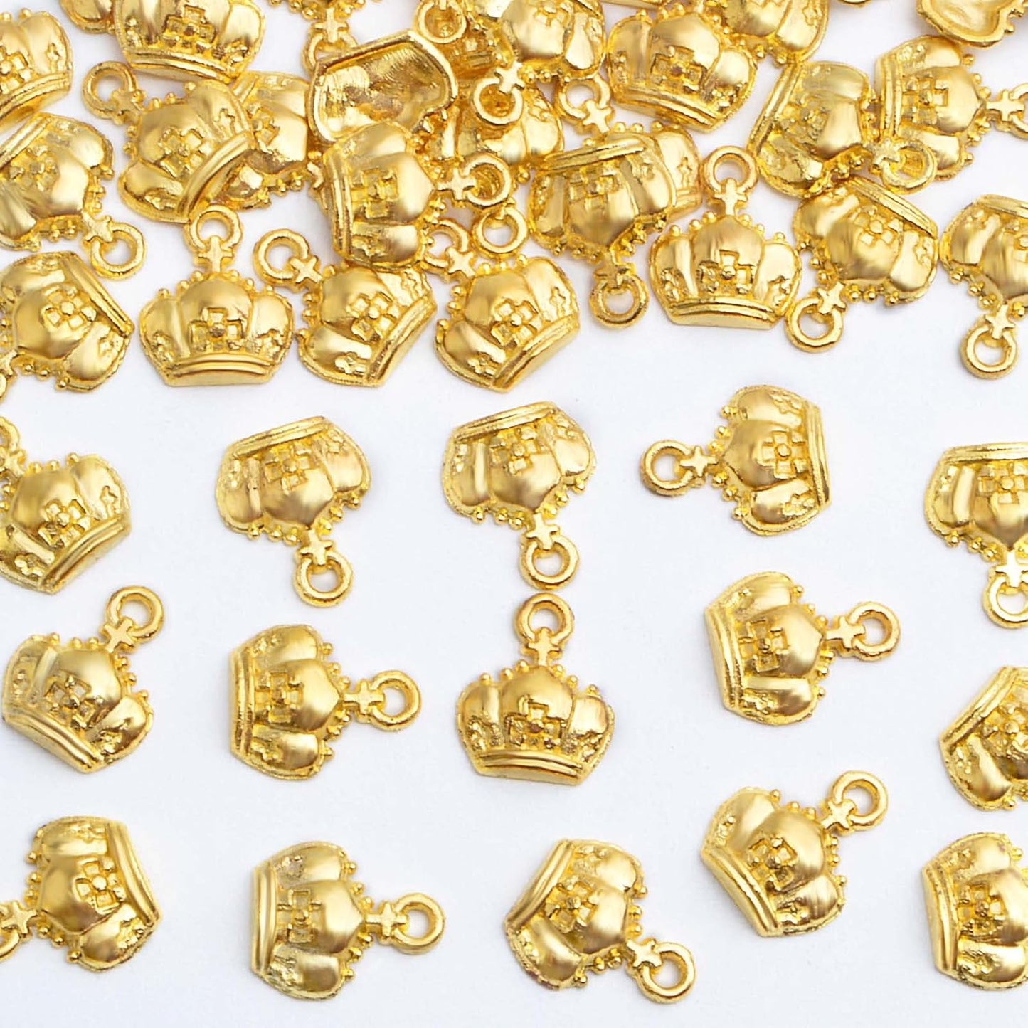 50pcs Golden Plated Crown Shape Charms Tibetan Alloy Cute Crown Pendants Vintage Dangle Charms Craft Supplies for DIY Bracelet Necklace Earrings Jewelry Making Findings
