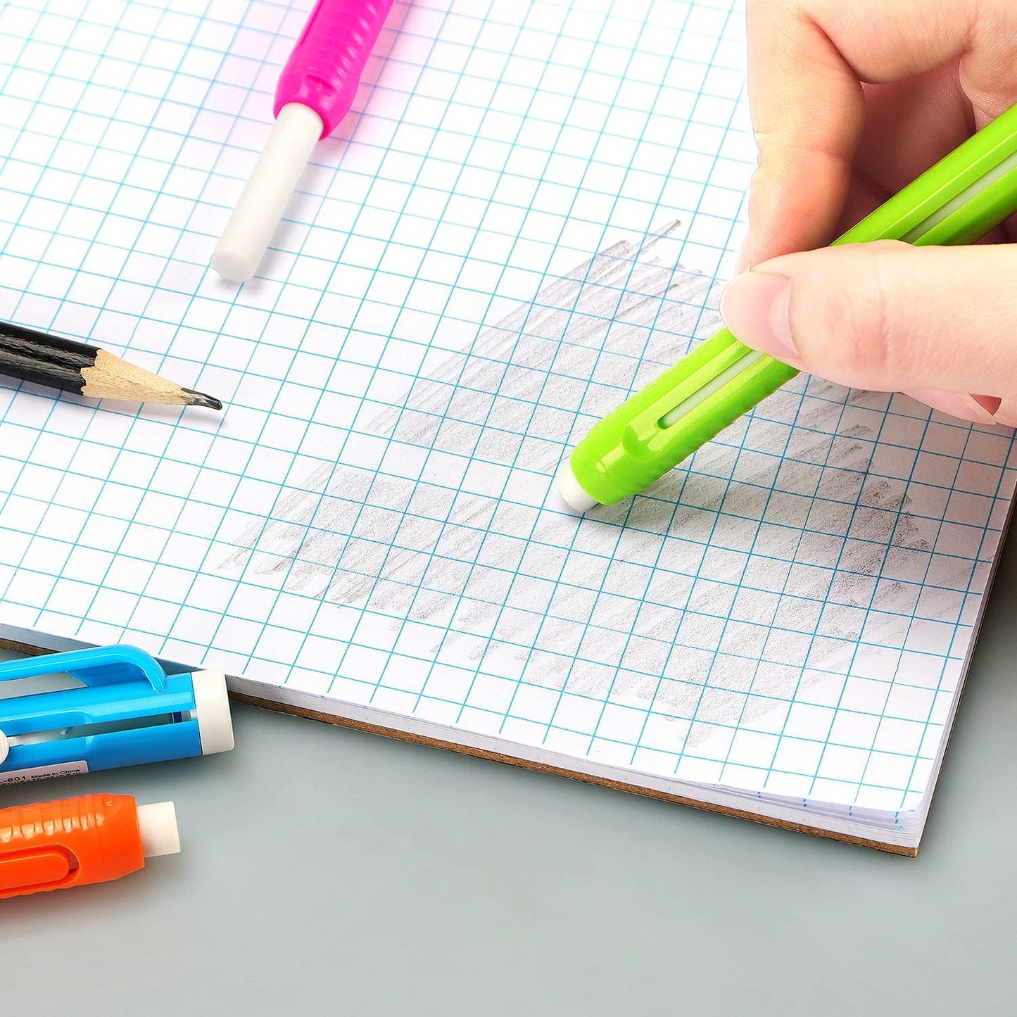 Aylifu Retractable Mechanical Eraser Pen, Pen-Style Erasers Assorted Color, 4 Pack