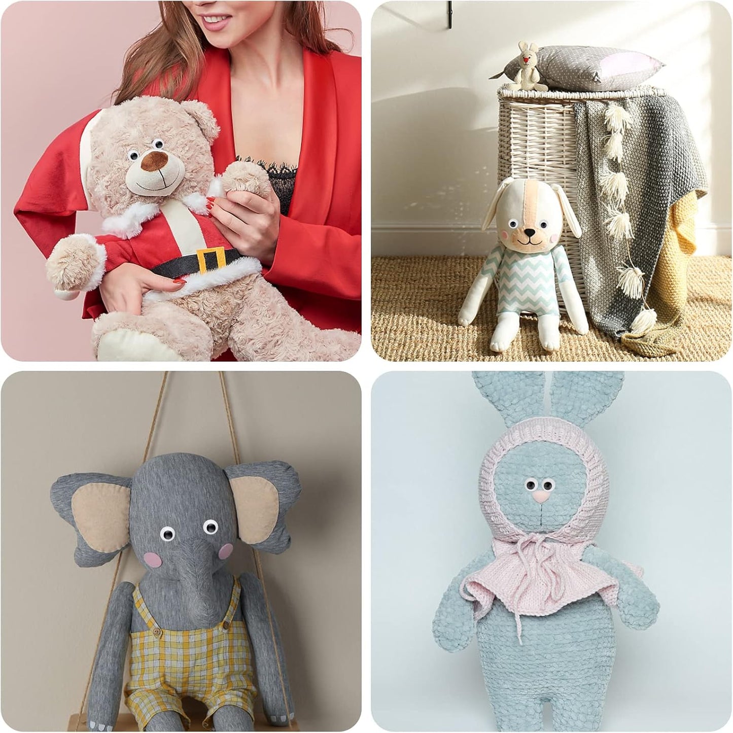 200 Pieces Black Wiggle Eyes Round Plastic Googly Eyes with Self-Adhesive Stickers for DIY Crafts Hand Puppet Weaving Cloth Party Decoration, 12 mm / 15 mm