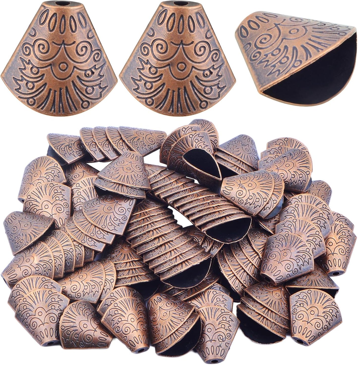 Bead Caps Making, 100pcs Tibetan Style Trumpet Bead Caps Antique Bead Cone Caps Alloy Bead End Caps Tassel End Cap for Bracelet Necklace Earring Jewelry Making Crafts