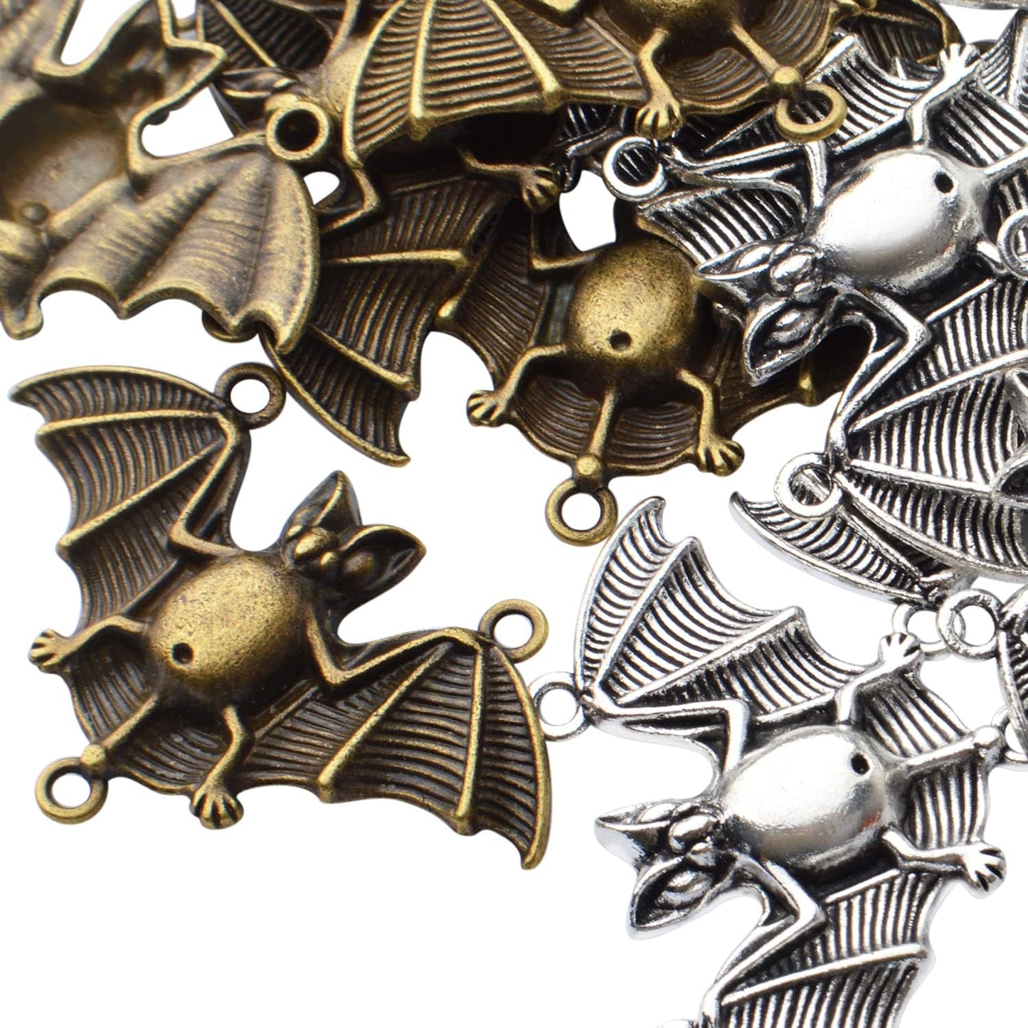 20pcs Bat Pendant Charms Alloy Halloween Spooky Flittermouse Flying Vampire Bat Connector Charms Animal Bead Charms for DIY Jewelry Making and Crafting,47.6mm×30mm