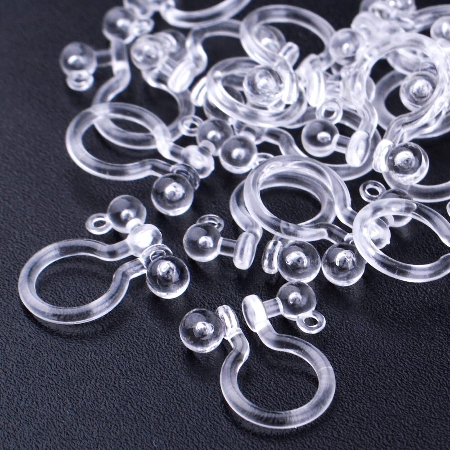20pcs Clear Resin Invisible Clip-on Earring Converter Components Comfortable Earring Clips Replacements with 1 mm Loop Hole for Women Men Non-Pierced Ears, 10 mm x 11 mm