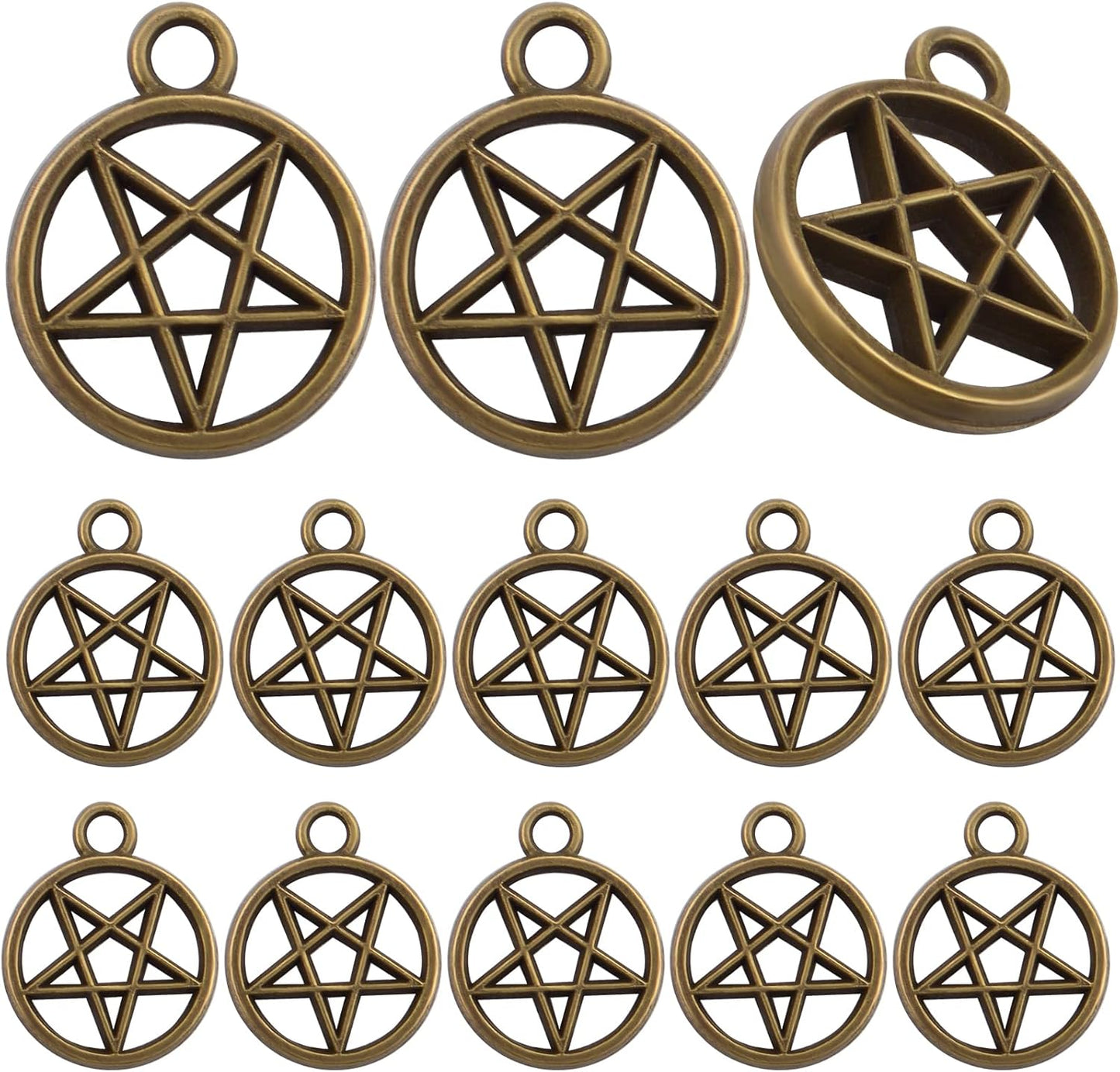 50pcs Silver Pentacle Star Charms Alloy Star Pentagram Pendants Protection Lucky Pentacle Charms Jewelry Making Accessory for DIY Crafts Necklaces Bracelets Earrings
