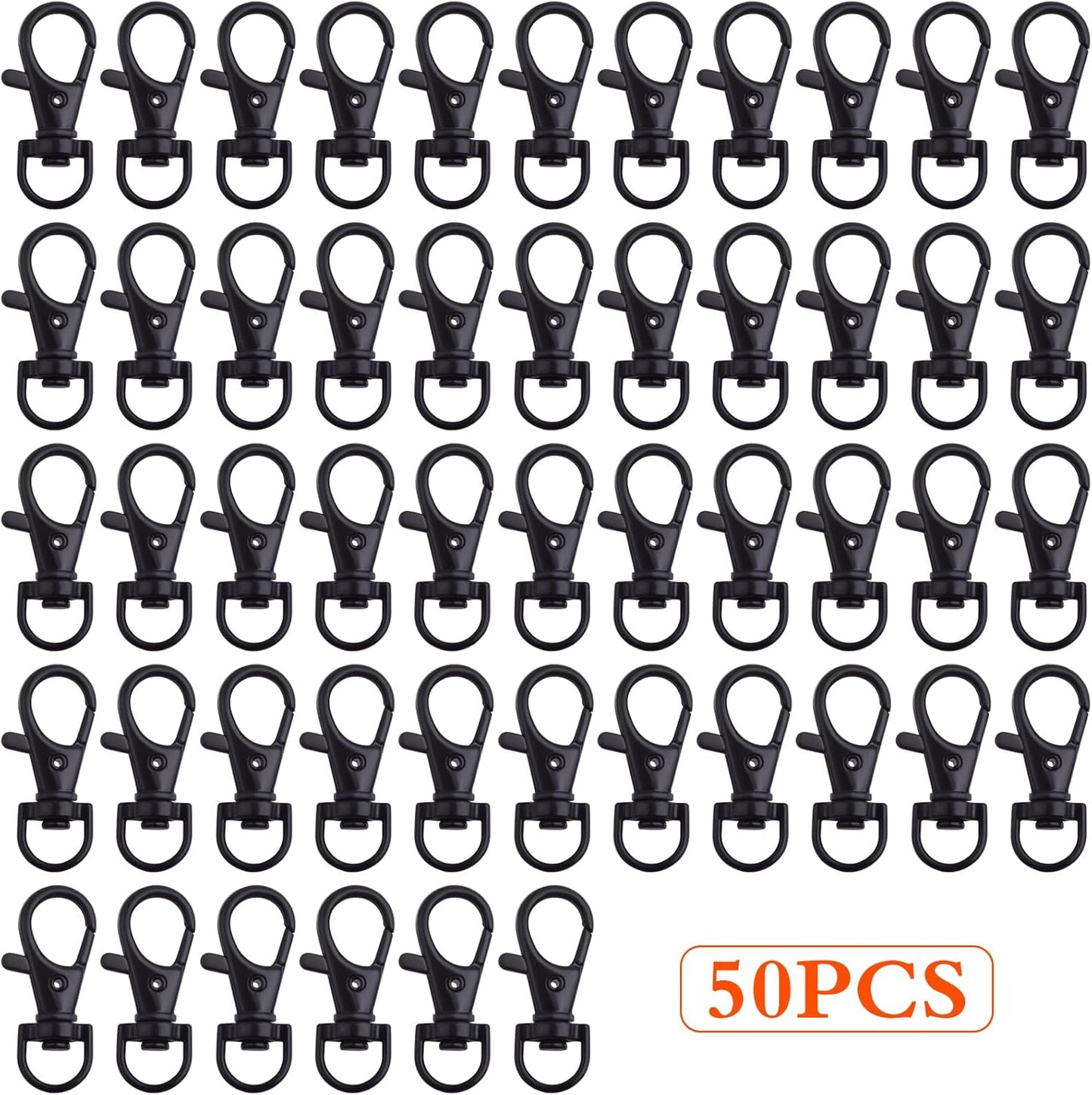 50pcs Alloy Swivel Lanyard Lobster Claw Clasps 360 Degree Swivel Trigger Snap Hooks Keychain Clips for Lanyards Handbag Bag Belting Connector Handmade Sewing Project, Black