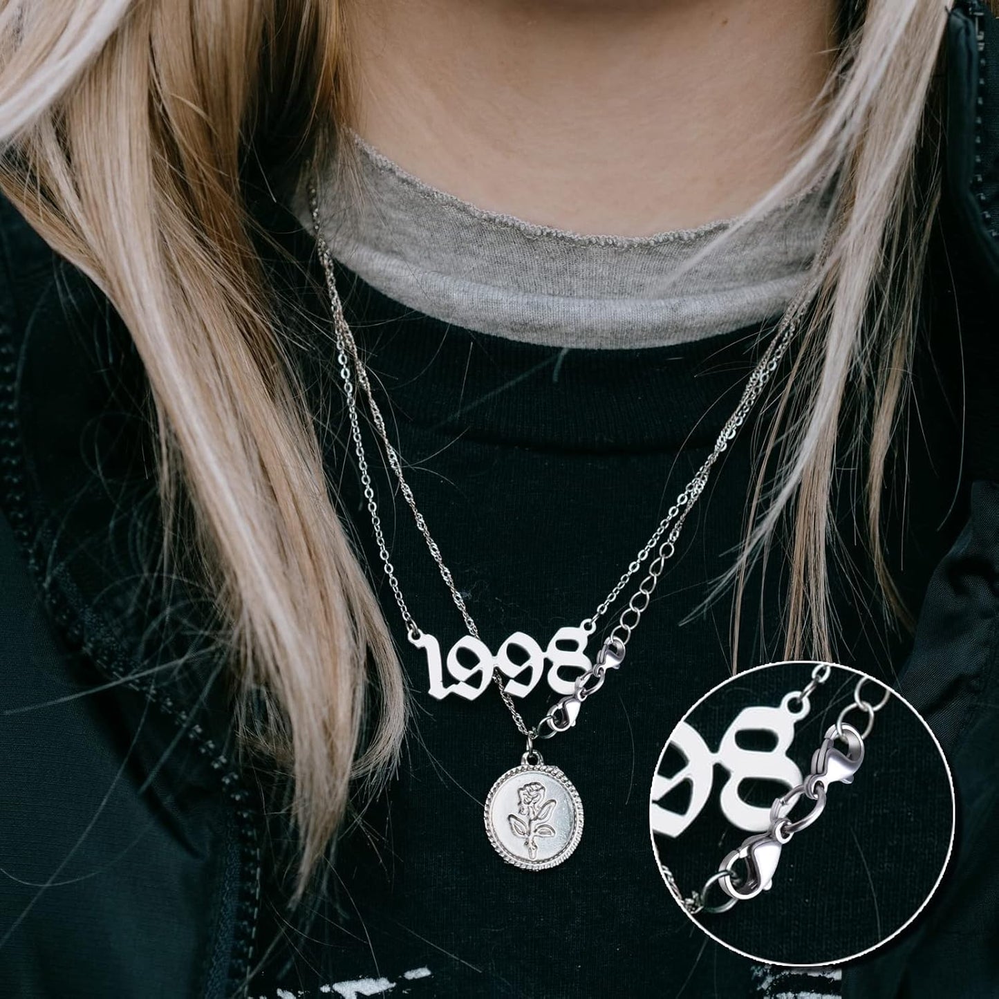 10 Sets Double Lobster Clasp Extender Stainless Steel Lobster Clasp Claw Connectors Bracelet Extension Clasps for DIY Crafts Necklace Jewelry Making Handmade Decoration