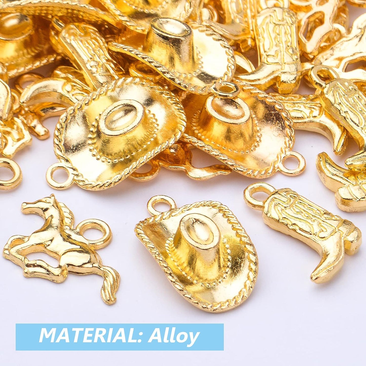 60pcs Silver Western Cowboy Charms Pendants Alloy Horse Cowboy Boot Hat Dangle Charms for DIY Earrings Bracelet Necklace Jewelry Making