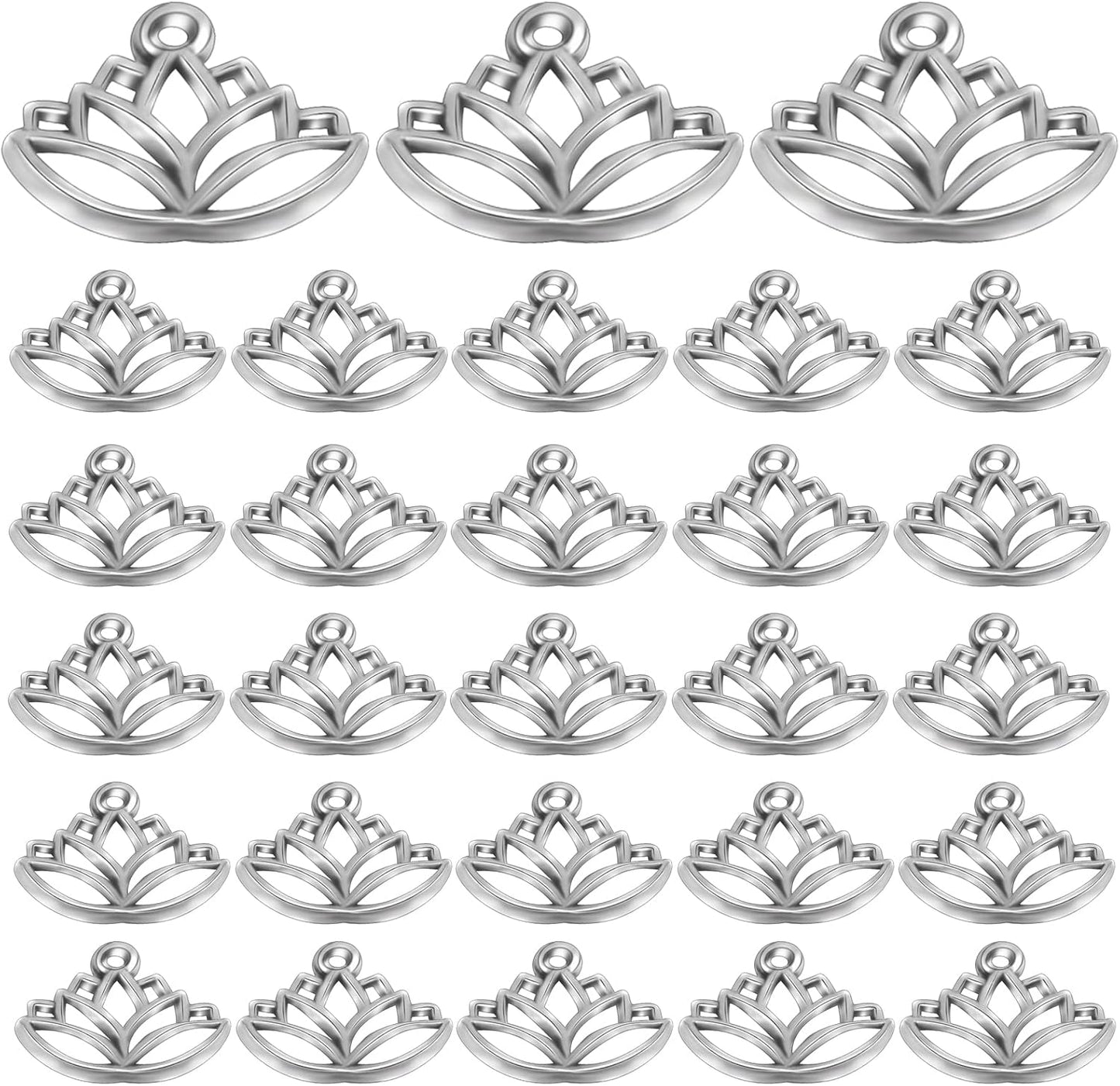100pcs Lotus Charm Pendants Alloy Yoga Lotus Flower Charms Beads Charms Pendants Craft Supplies for DIY Necklace Bracelet Jewelry Making Crafting Accessory
