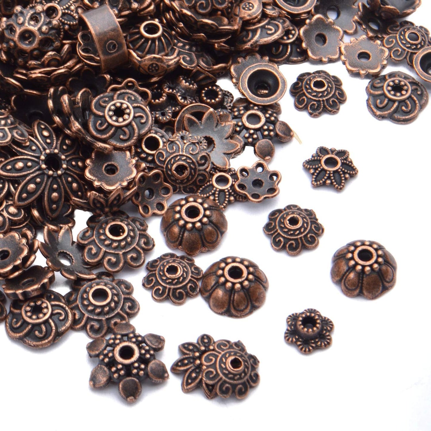 100 Gram(About 180-350pcs) Bead Caps Metal Spacers Jewelry Findings Accessories for Bracelet Necklace Jewelry Making,Antique Copper