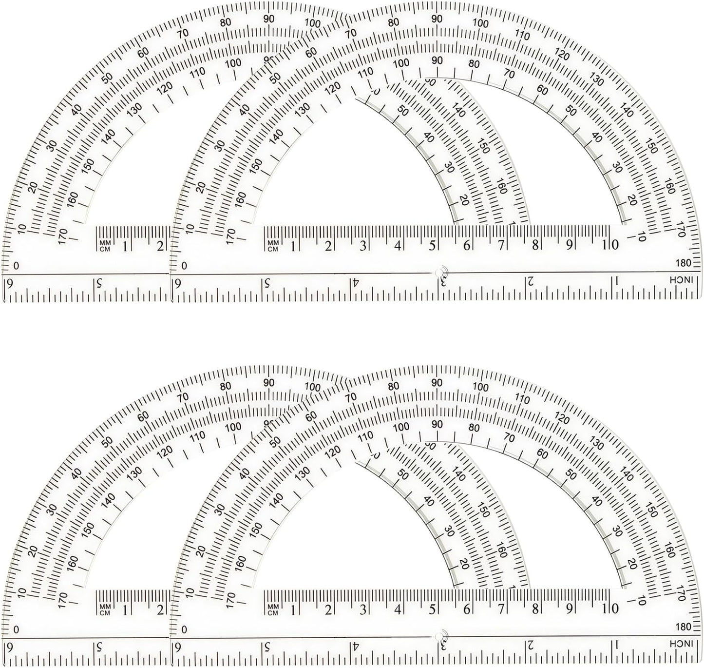 Aylifu Plastic Protractor,4 Pack Math Protractors Clear 180 Degrees,Transparent Protractor for Geometry(6 Inch)