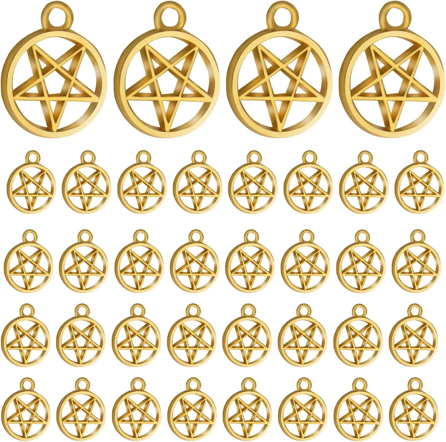 50pcs Silver Pentacle Star Charms Alloy Star Pentagram Pendants Protection Lucky Pentacle Charms Jewelry Making Accessory for DIY Crafts Necklaces Bracelets Earrings