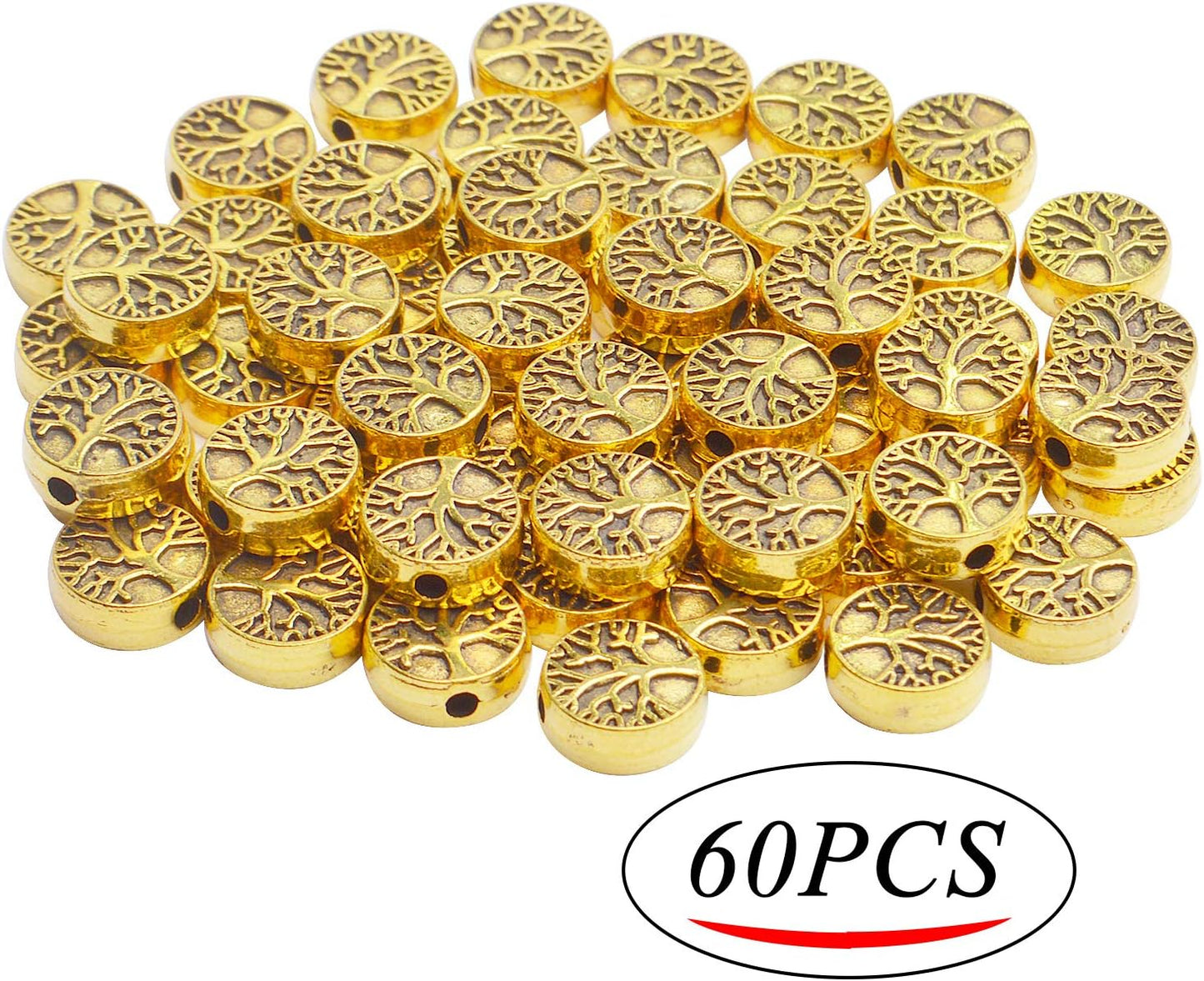 60pcs Antique Tree of Life Beads Mixed Loose Spacer Beads Metal Jewelry Findings for Making Necklace Bracelet Craft