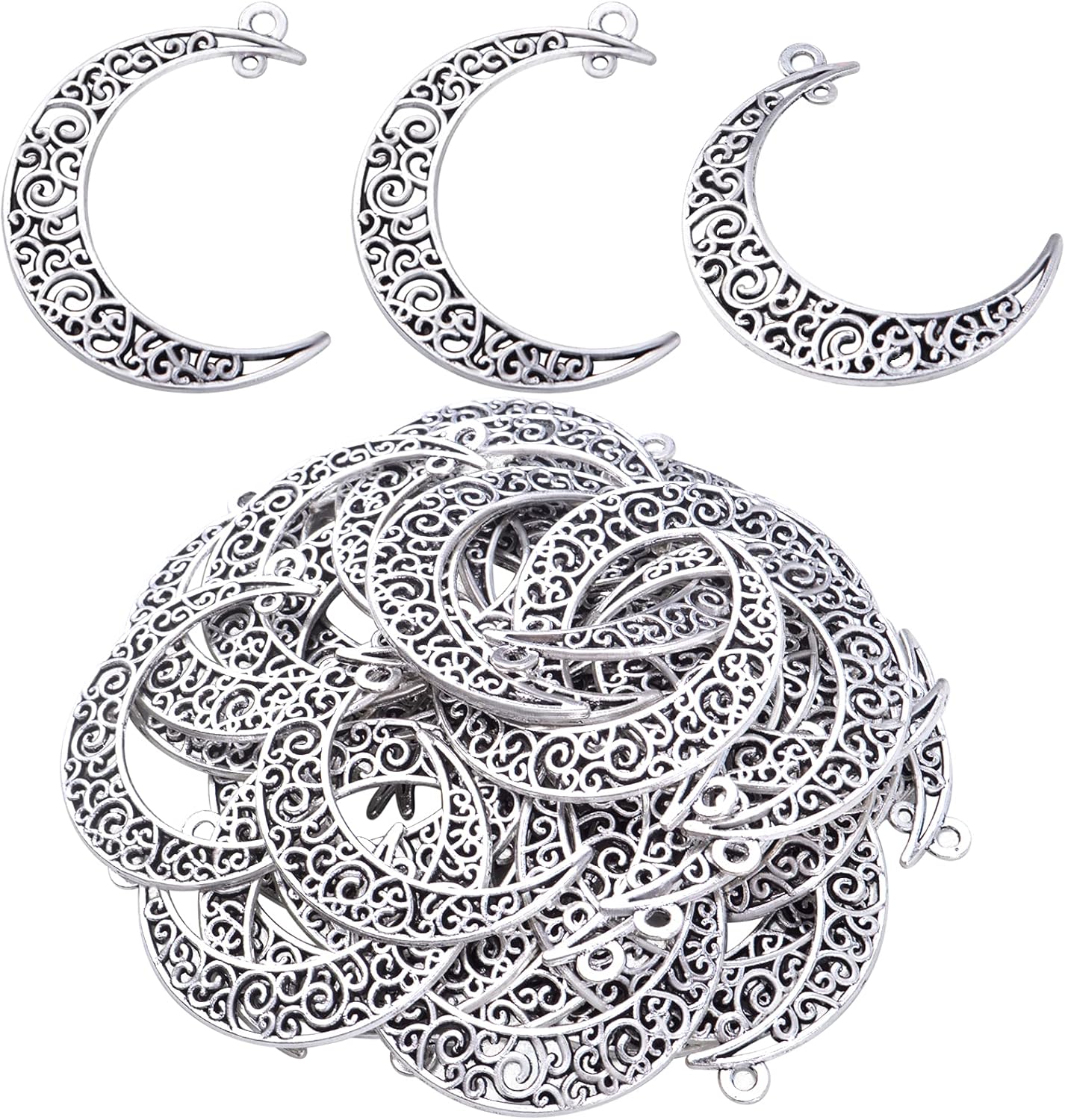 40pcs Hollow Moon Charms Crescent Moon Pendants Celestial Charms Crafts Supplies for DIY Bracelet Necklace Jewelry Making Accessory