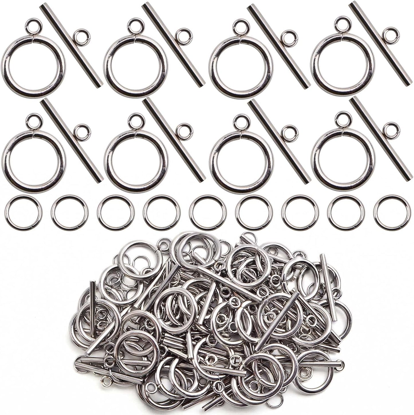 20 Sets Butterfly Bracelet Toggle Clasps T-Bar End Tibetan Closure Filled Fastener Hook Toggle Connectors for DIY Necklace Jewelry Craft Making, 2 Colors