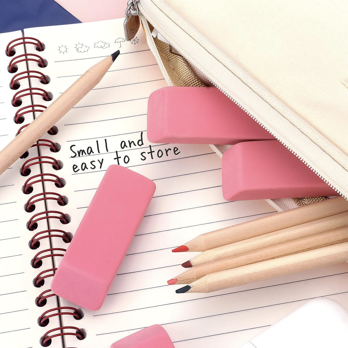 HENDEVL Erasers, Pink Pencil Erasers for Drawing, Artist Eraser, Large, Pack of 6