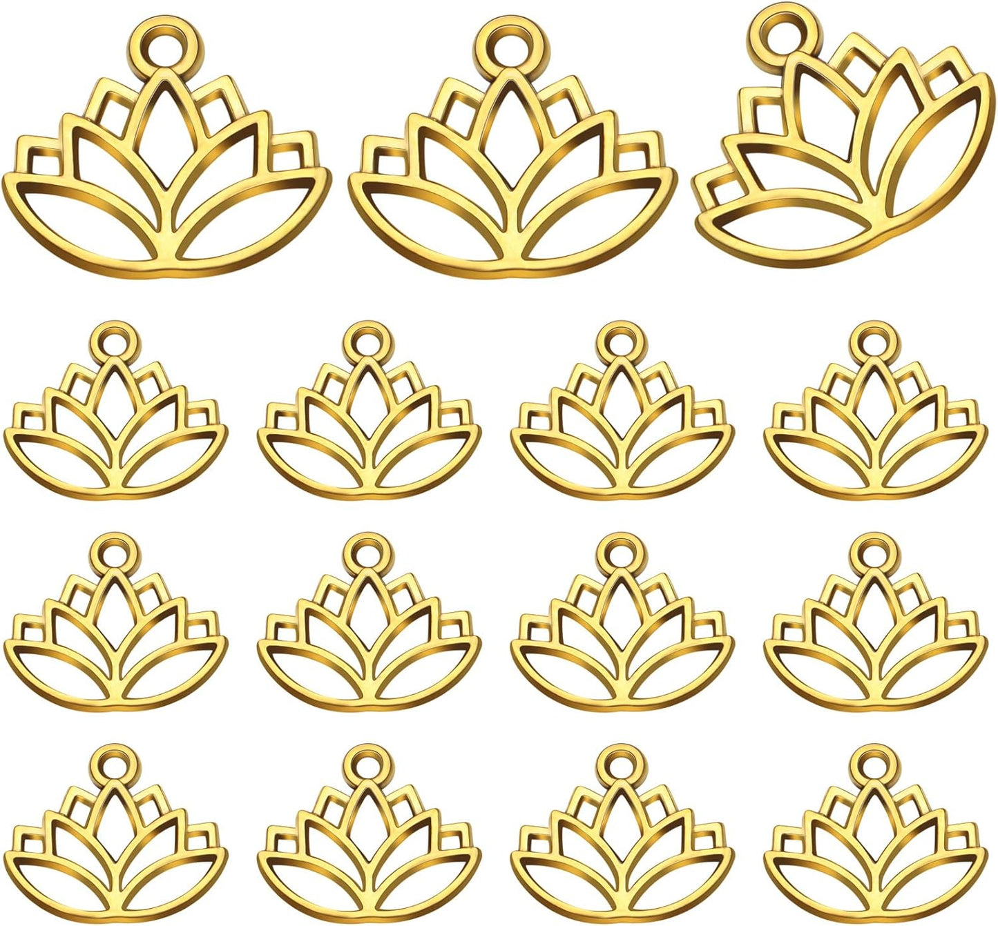 100pcs Lotus Charm Pendants Alloy Yoga Lotus Flower Charms Beads Charms Pendants Craft Supplies for DIY Necklace Bracelet Jewelry Making Crafting Accessory