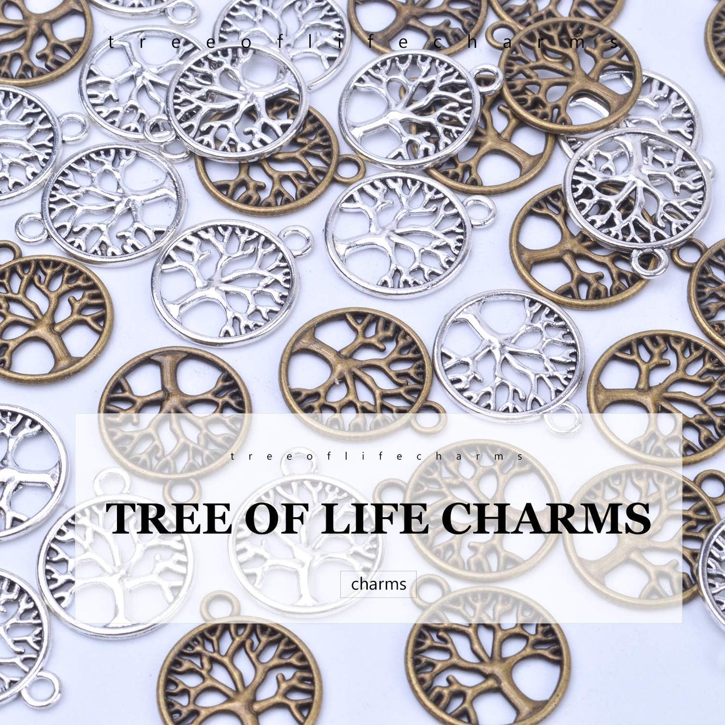 50pcs Tree of Life Charms Pendant Bracelet Charms DIY Jewelry Findings
