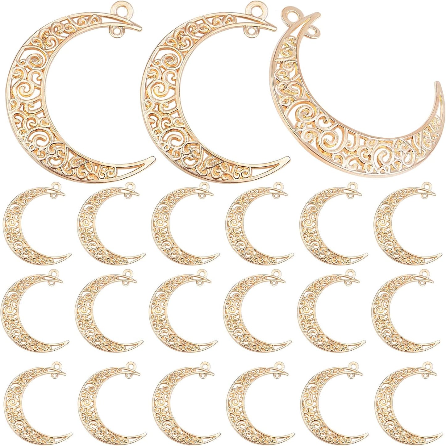 40pcs Hollow Moon Charms Crescent Moon Pendants Celestial Charms Crafts Supplies for DIY Bracelet Necklace Jewelry Making Accessory