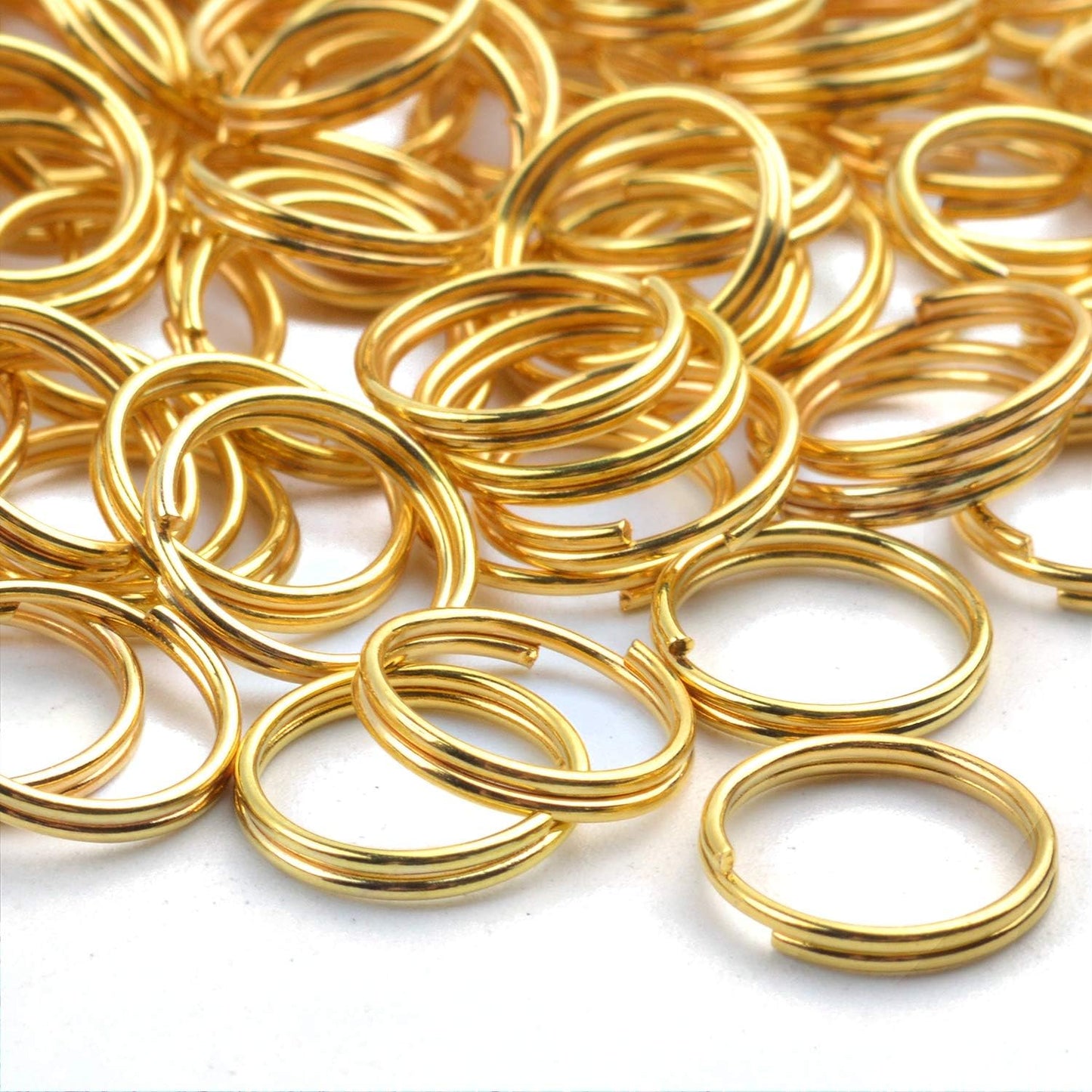 BronaGrand 200 Pieces Small Gold Key Chain Rings Split Ring Key Chains for Keys Organization,10mm Diameter