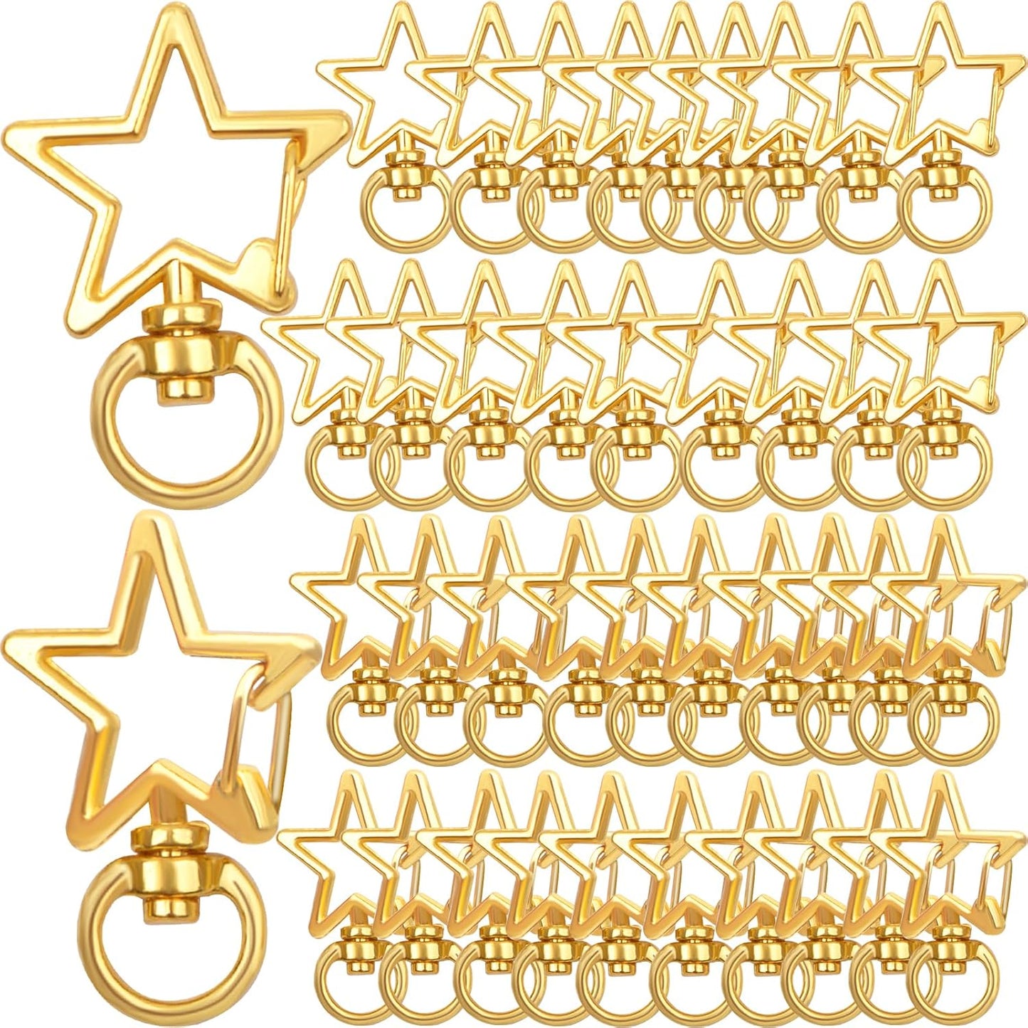 40pcs Golden Star Shape Keychains Clasps Metal Zinc Alloy Swivel Lobster Claw Clasp Clips Snap Hooks for DIY Keyrings Pendants Backpacks Handbags Accessories Supplies