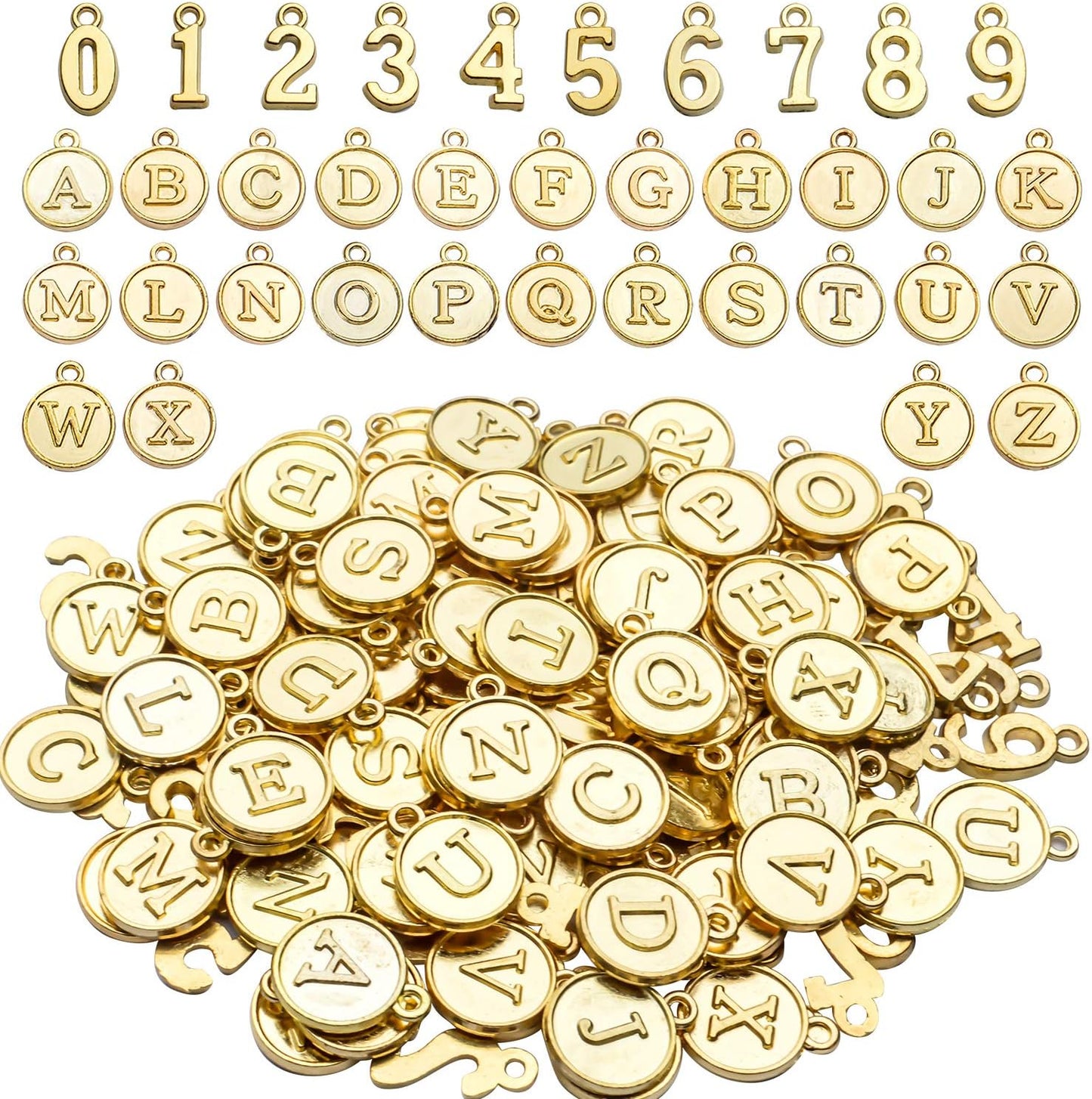 3 Sets (78pcs) Round Letter Charms 26 Alphabet A-Z Pendants and 5 Sets (50pcs) 0-9 Number Charms for Jewelry Making Crafts DIY