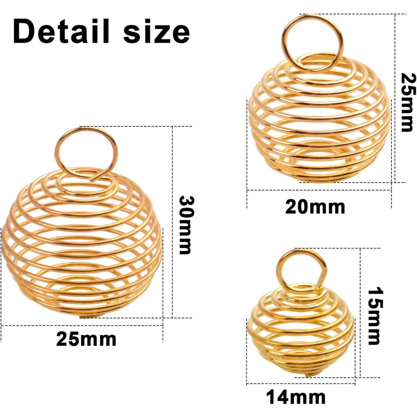 30pcs 3 Sizes Spiral Bead Cages Aromatherapy Balls Cages for Jewelry Making Party Decoration